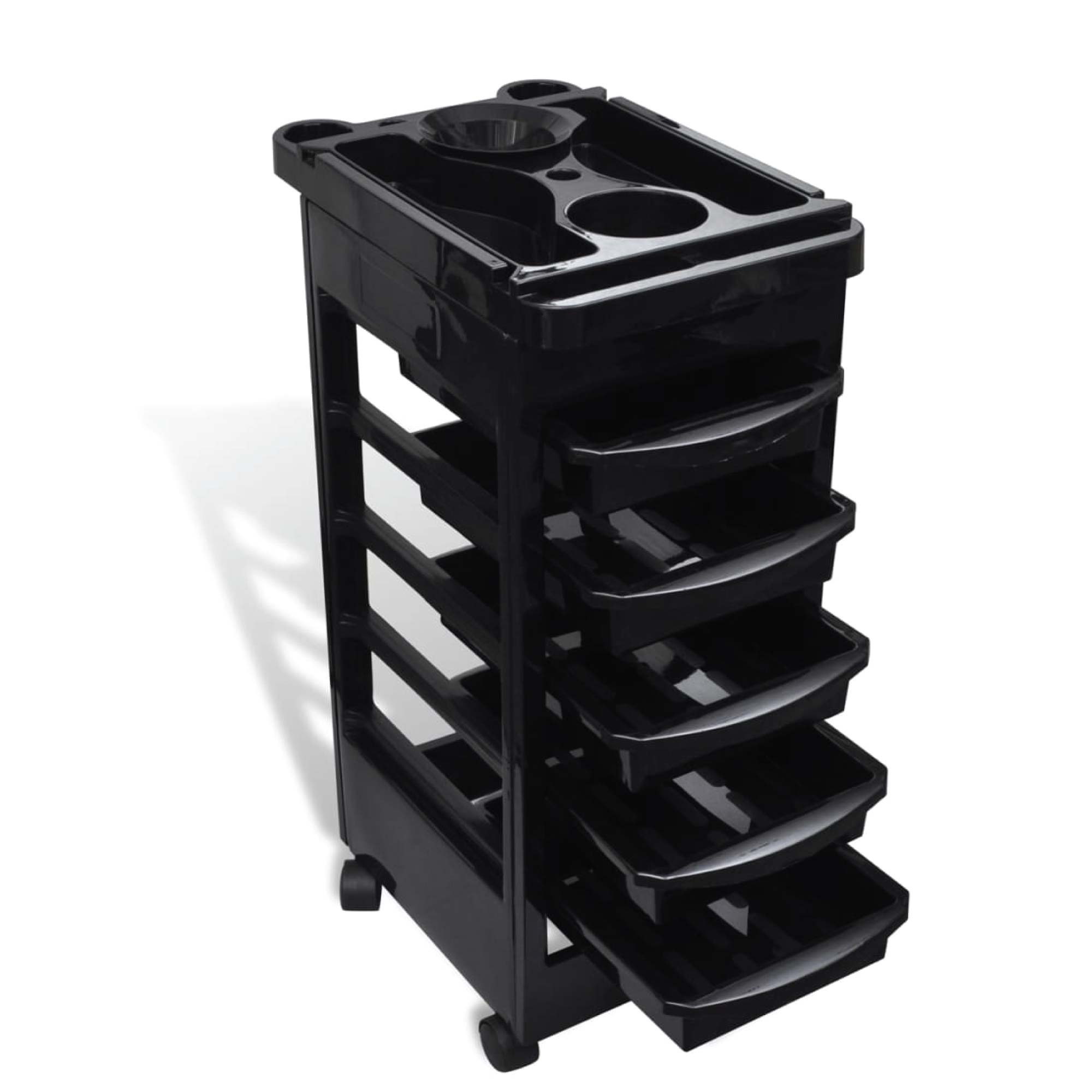 6 Tier Hairdressing Trolley Black 82x49x32cm Salon Rolling Cart