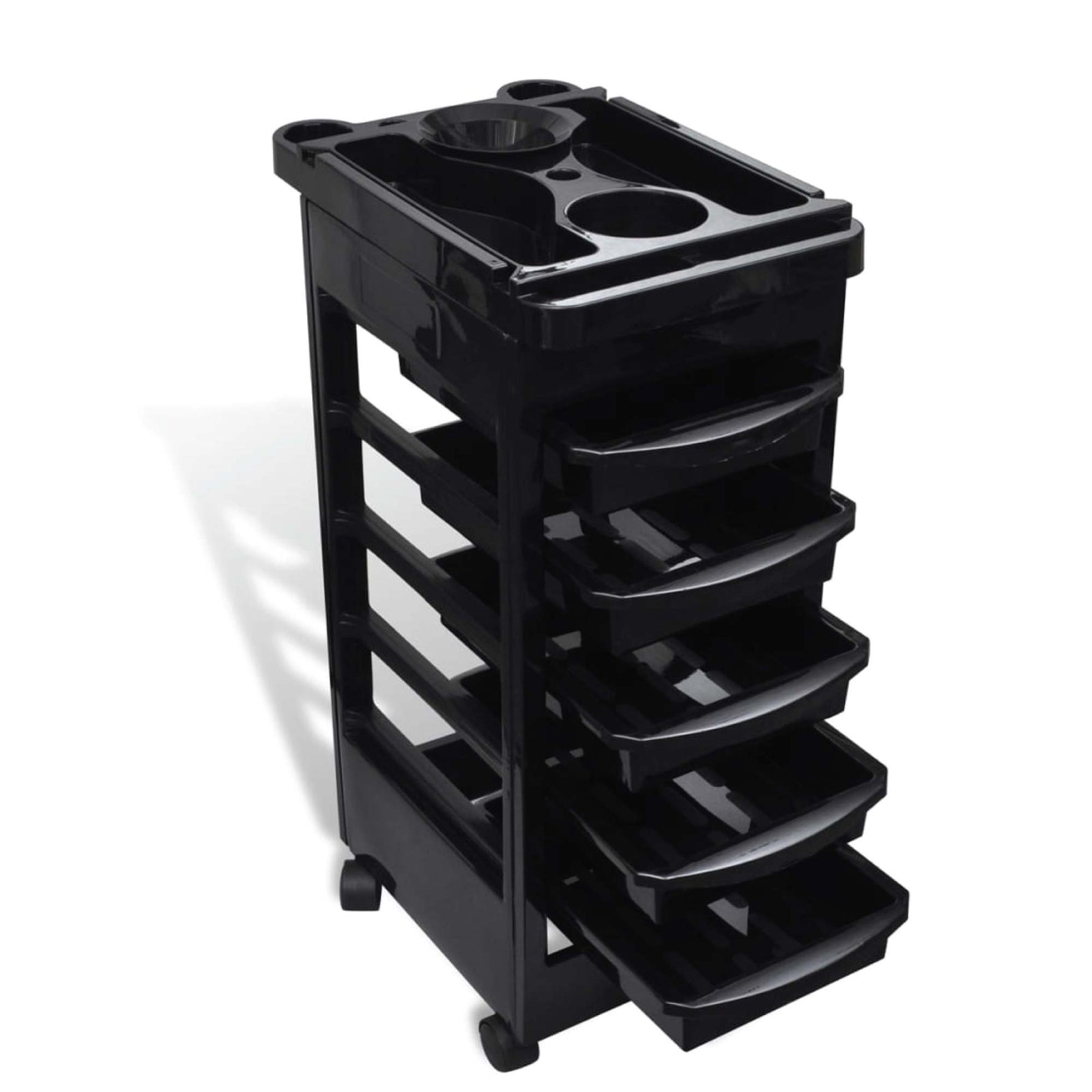 6 Tier Hairdressing Trolley Black 82x49x32cm Salon Rolling Cart