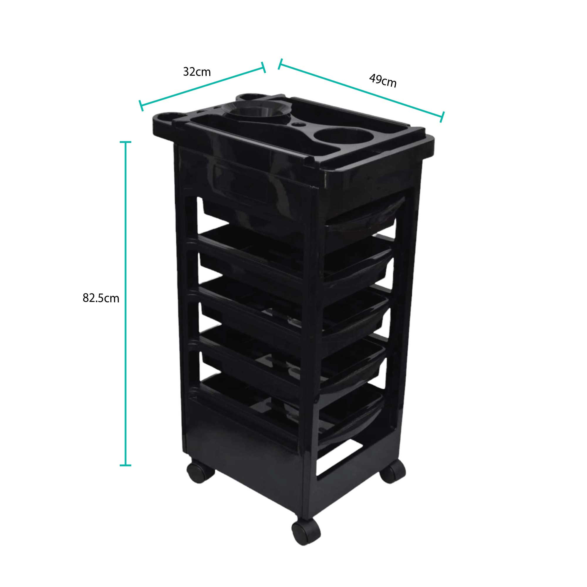 6 Tier Hairdressing Trolley Black 82x49x32cm Salon Rolling Cart