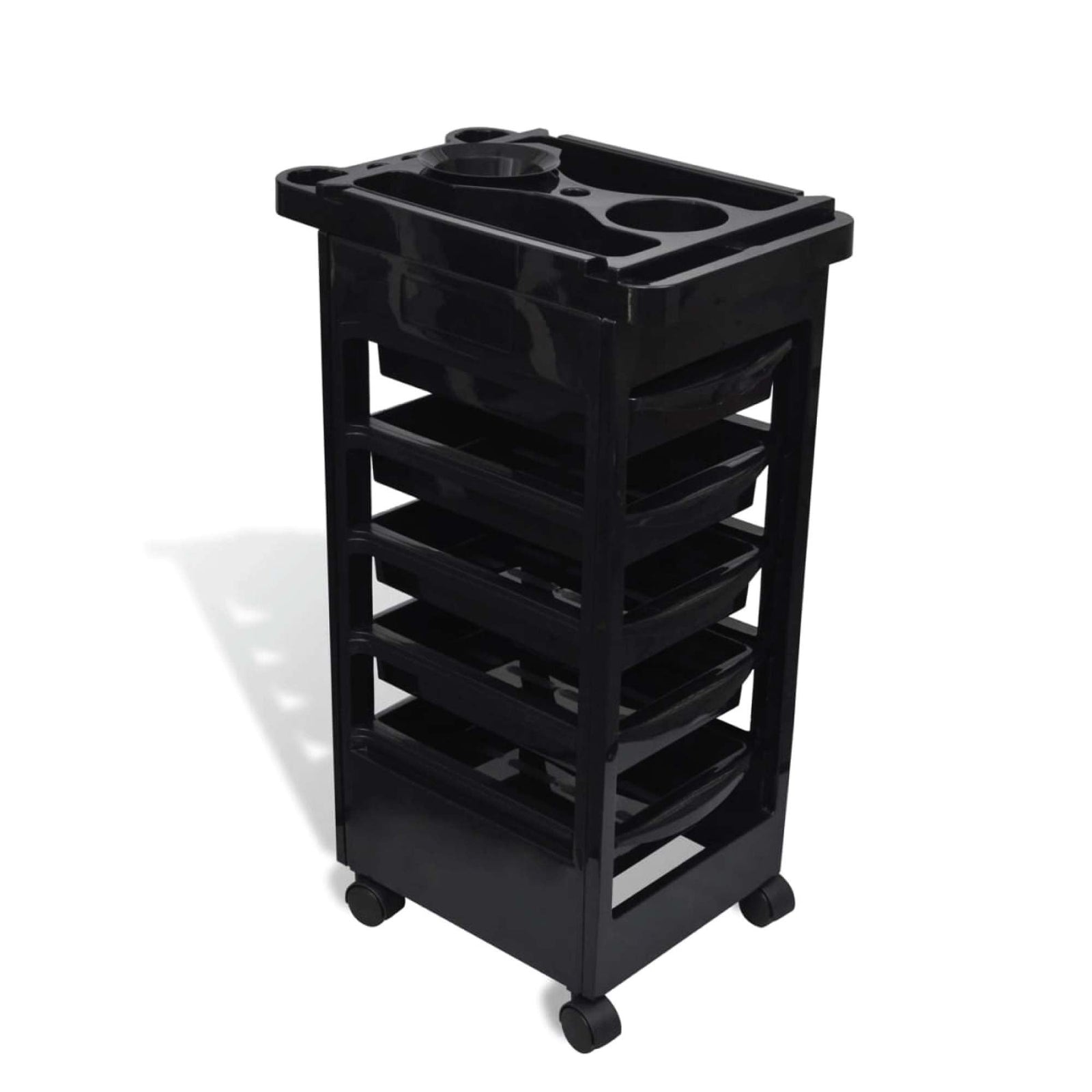 6 Tier Hairdressing Trolley Black 82x49x32cm Salon Rolling Cart