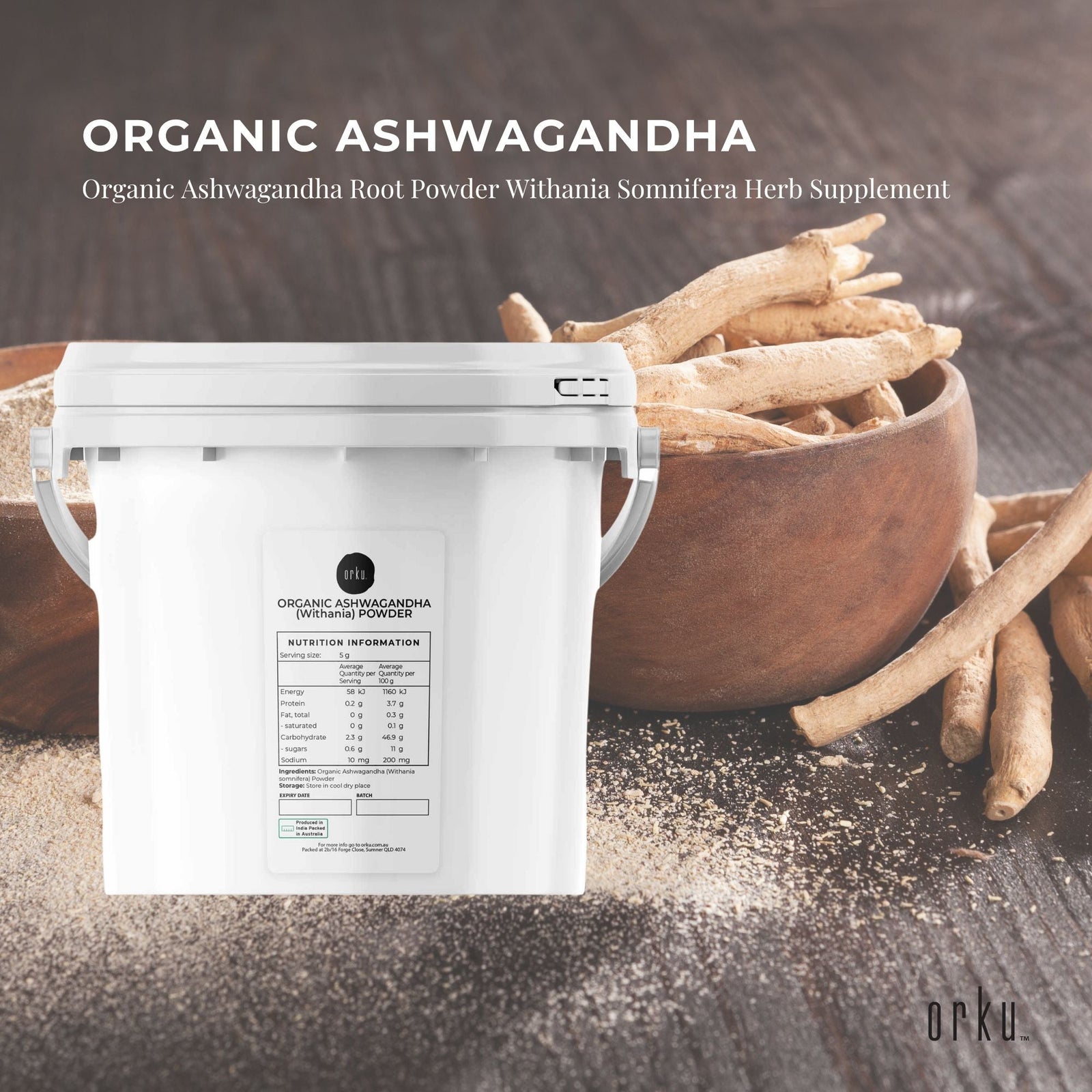 2.5Kg Organic Ashwagandha Powder Tub Withania Somnifera Root Herb Supplement