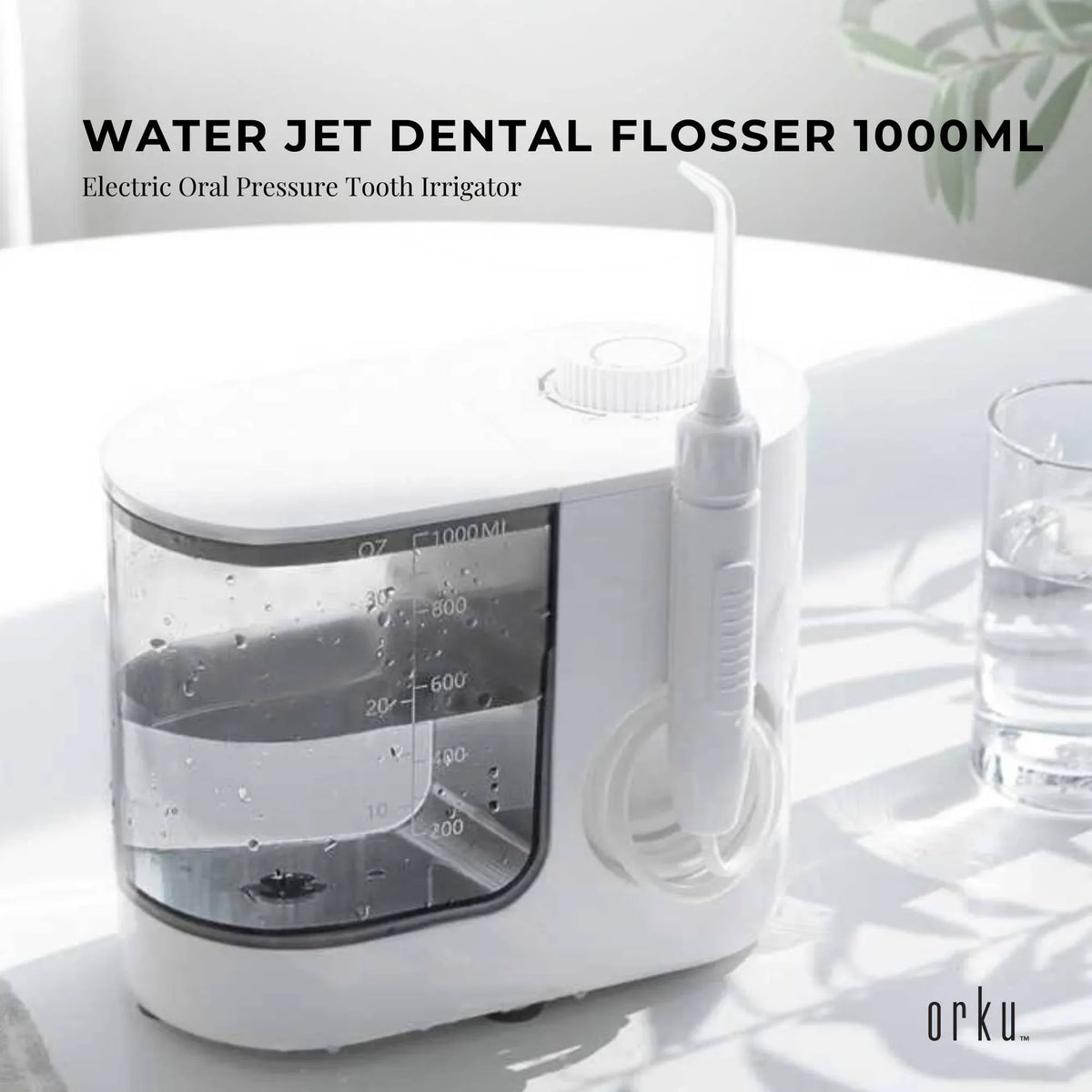 1000ml Water Flosser Electric Oral Irrigator - Stepless Pressure White