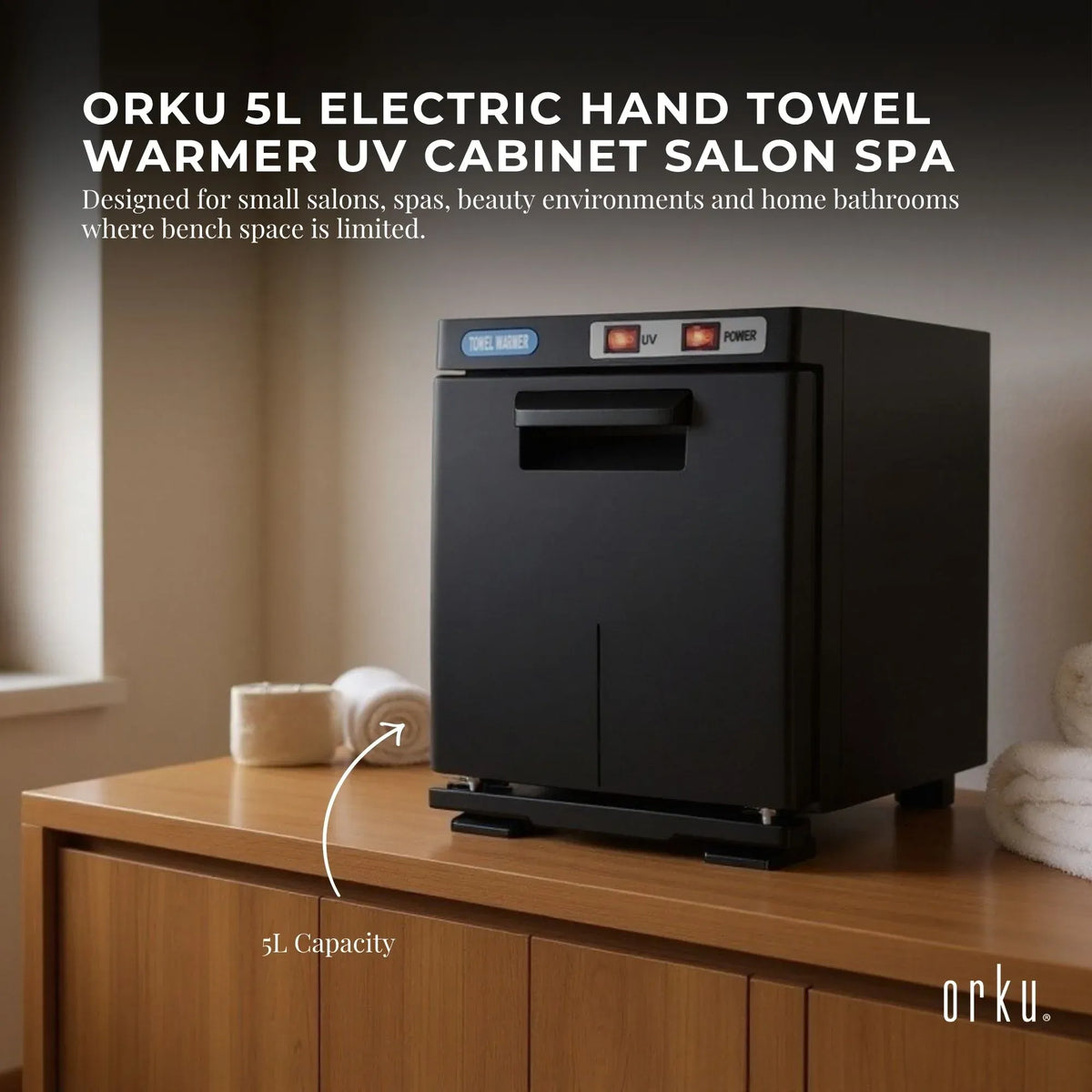 5L Electric Hand Towel Warmer UV Cabinet Salon Spa Black