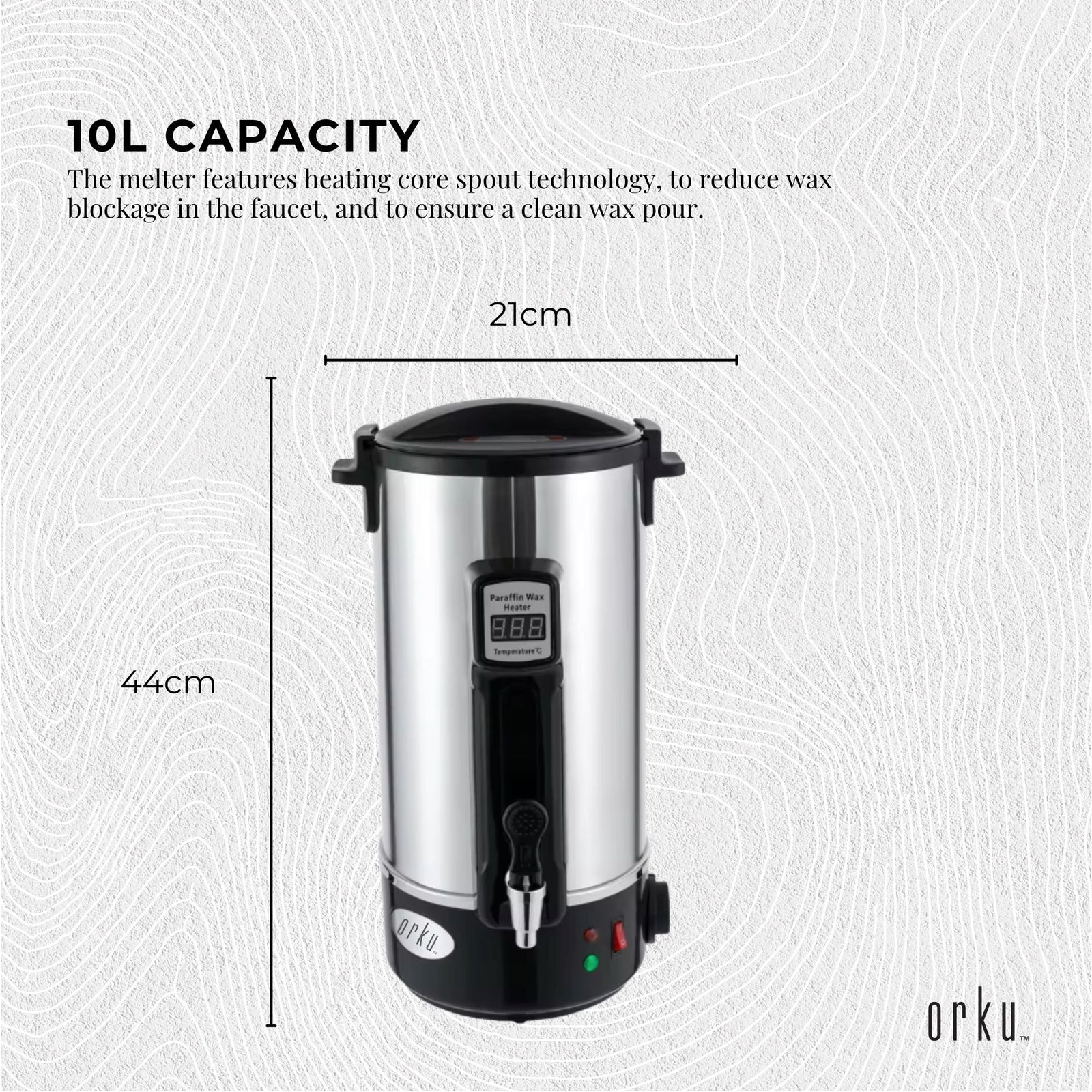 10L Candle Wax Heater With Core Heating Tap - Electric Warmer Melter Pot