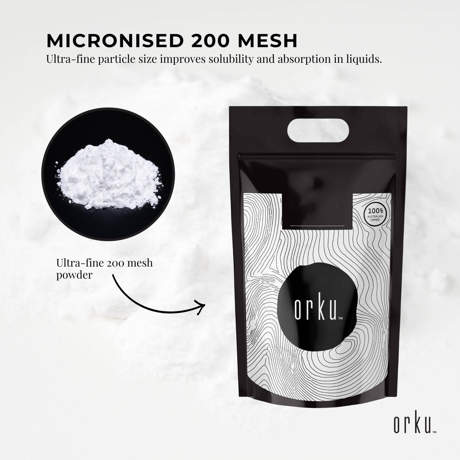 Orku 10Kg Creatine Monohydrate Powder – 200 Mesh Micronised | 99.9% Purity