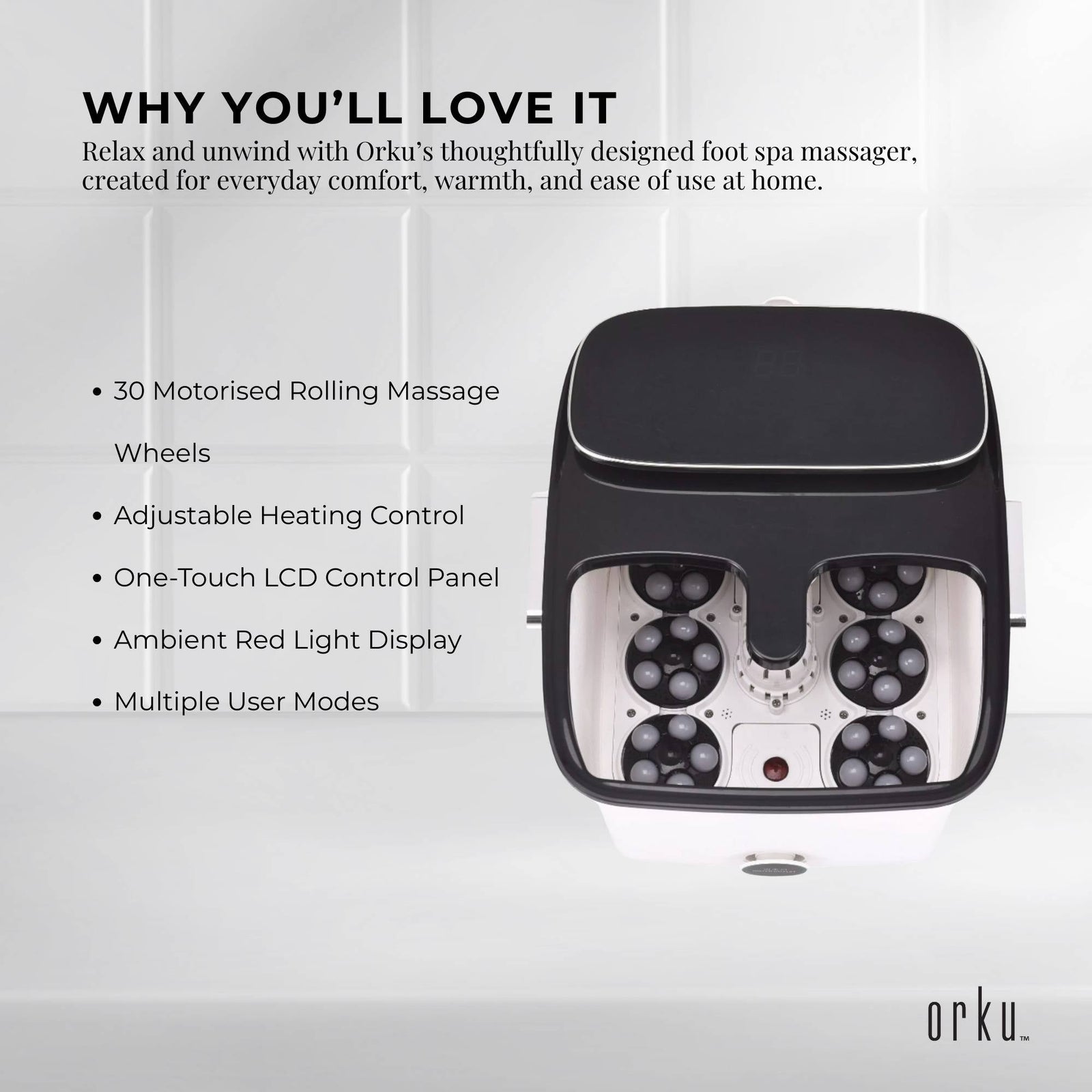Orku Foot Spa Automatic Water Heating Massager - Electric Pedicure Bath