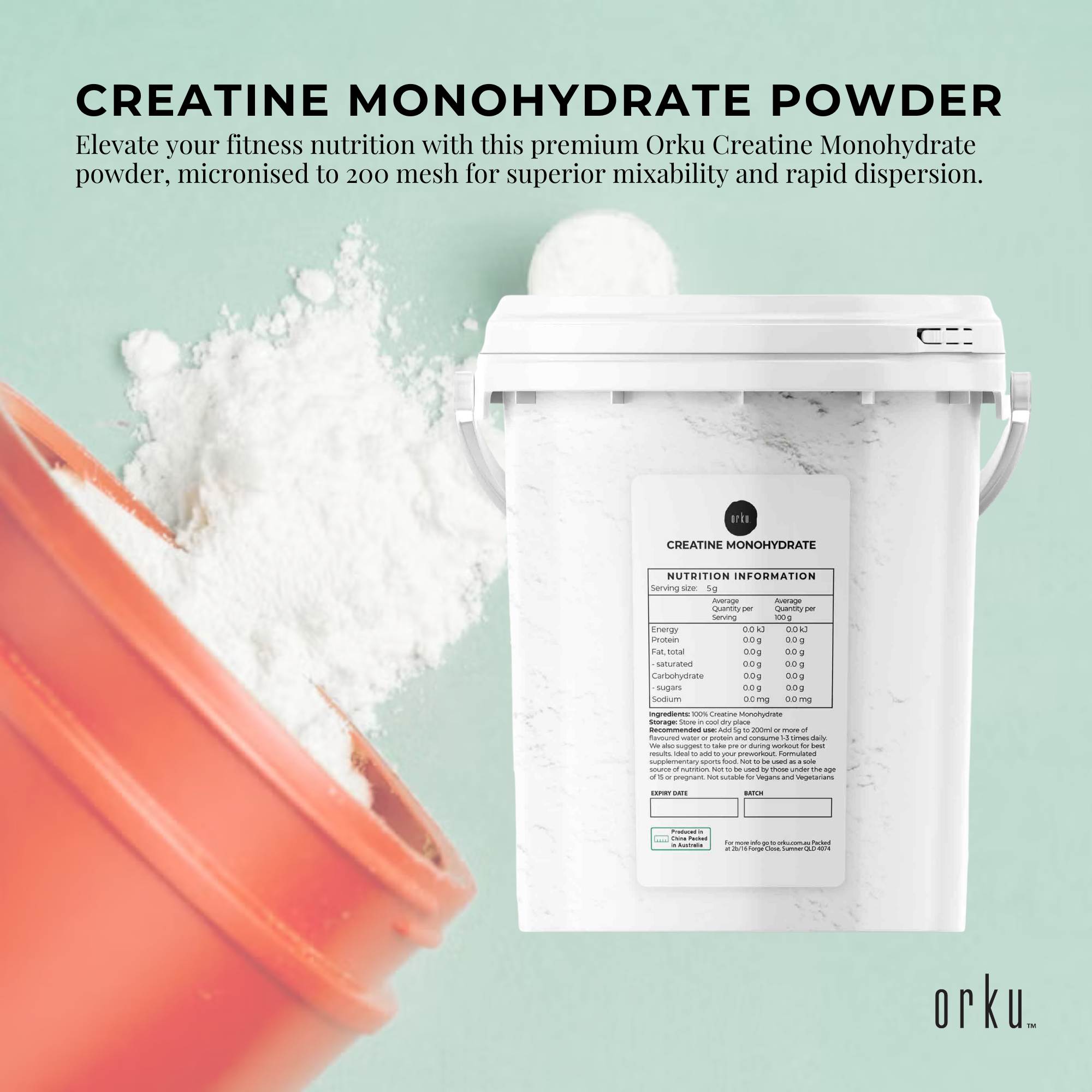 800g Creatine Monohydrate Powder Tub – 200 Mesh Micronised | 99.9% Purity