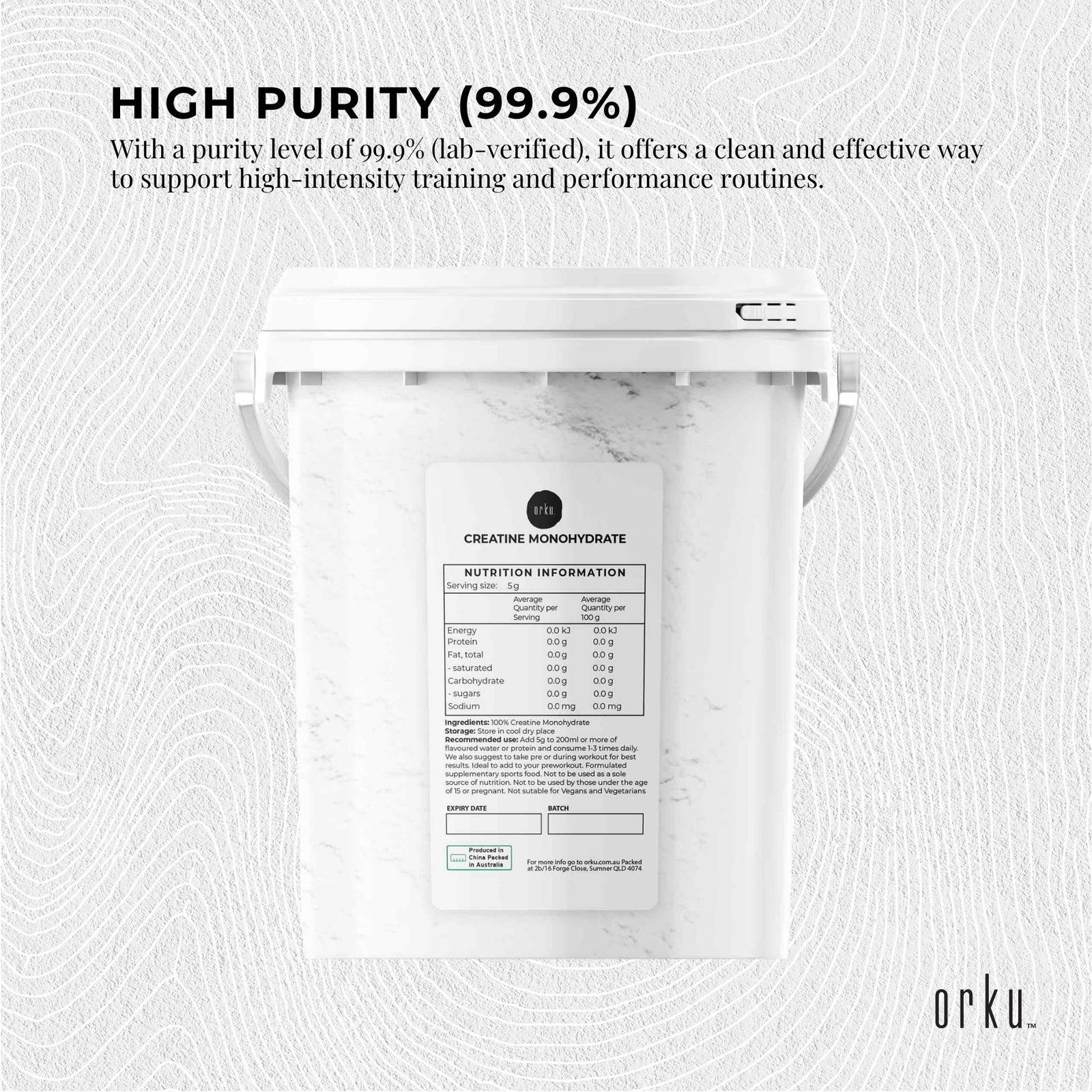 800g Creatine Monohydrate Powder Tub – 200 Mesh Micronised | 99.9% Purity