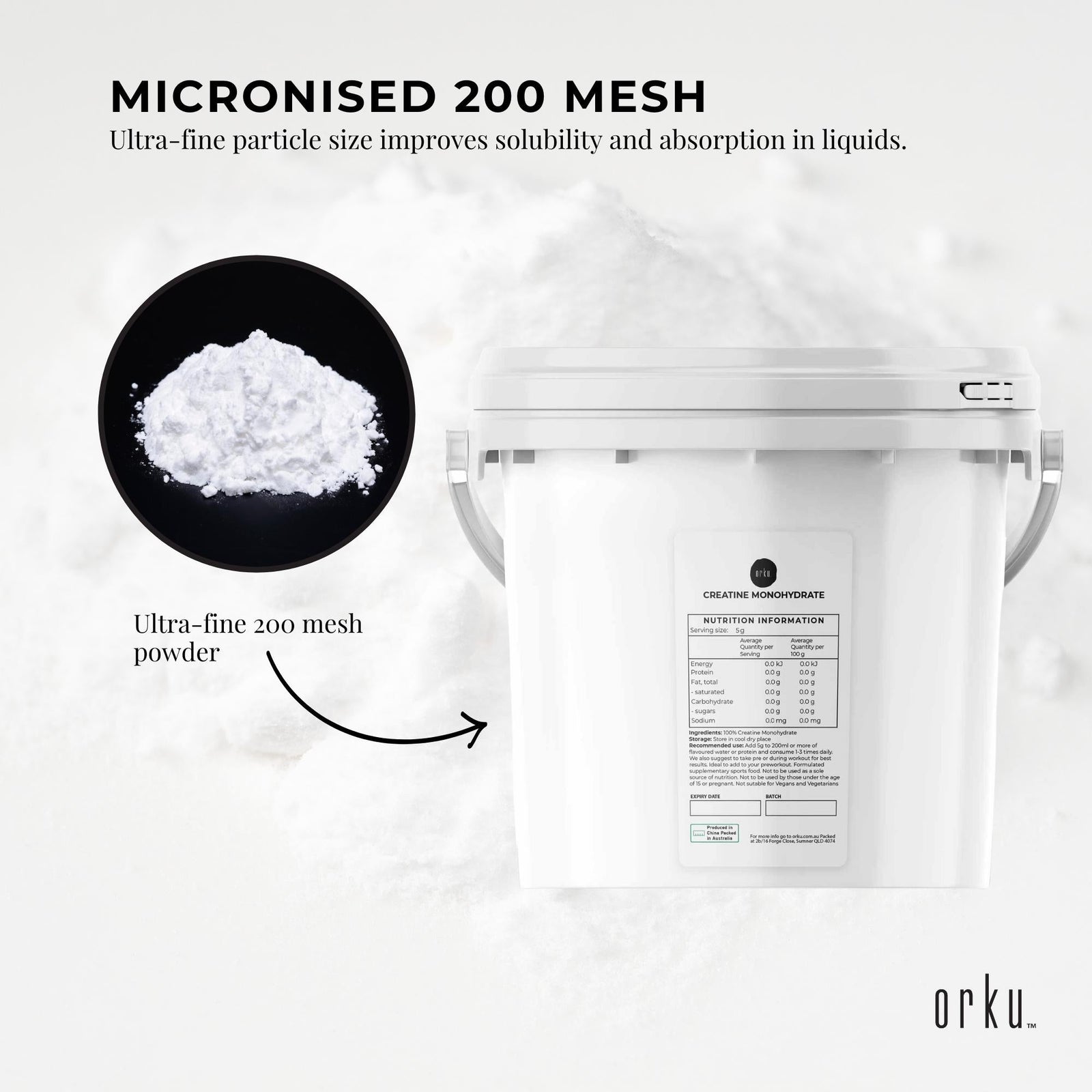 3Kg Creatine Monohydrate Powder Tub – 200 Mesh Micronised | 99.9% Purity