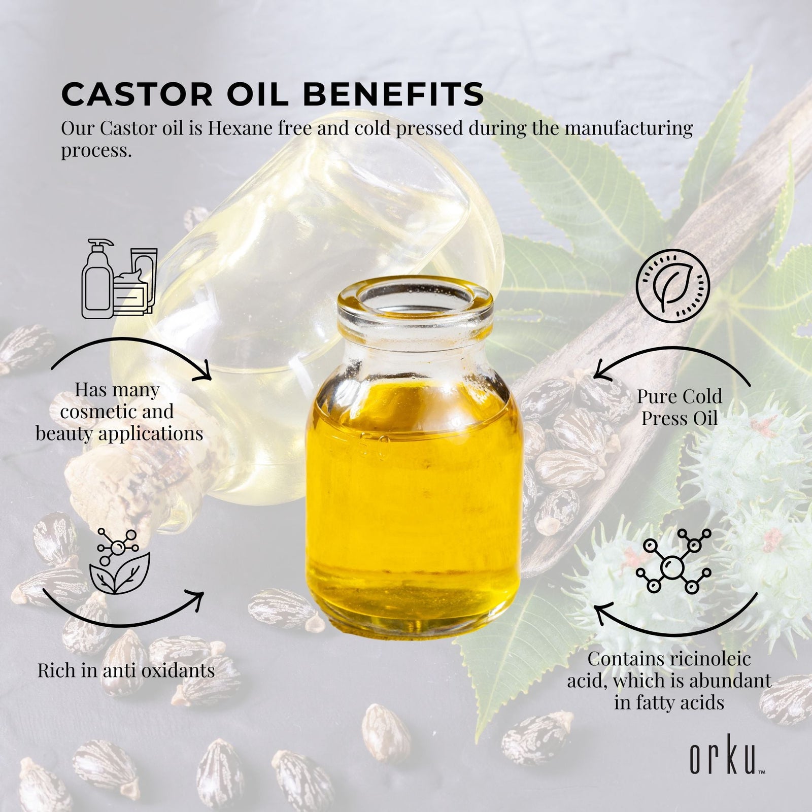 25ml Castor Oil with Dropper - Hexane Free Cold Pressed Virgin Skin Hair Care