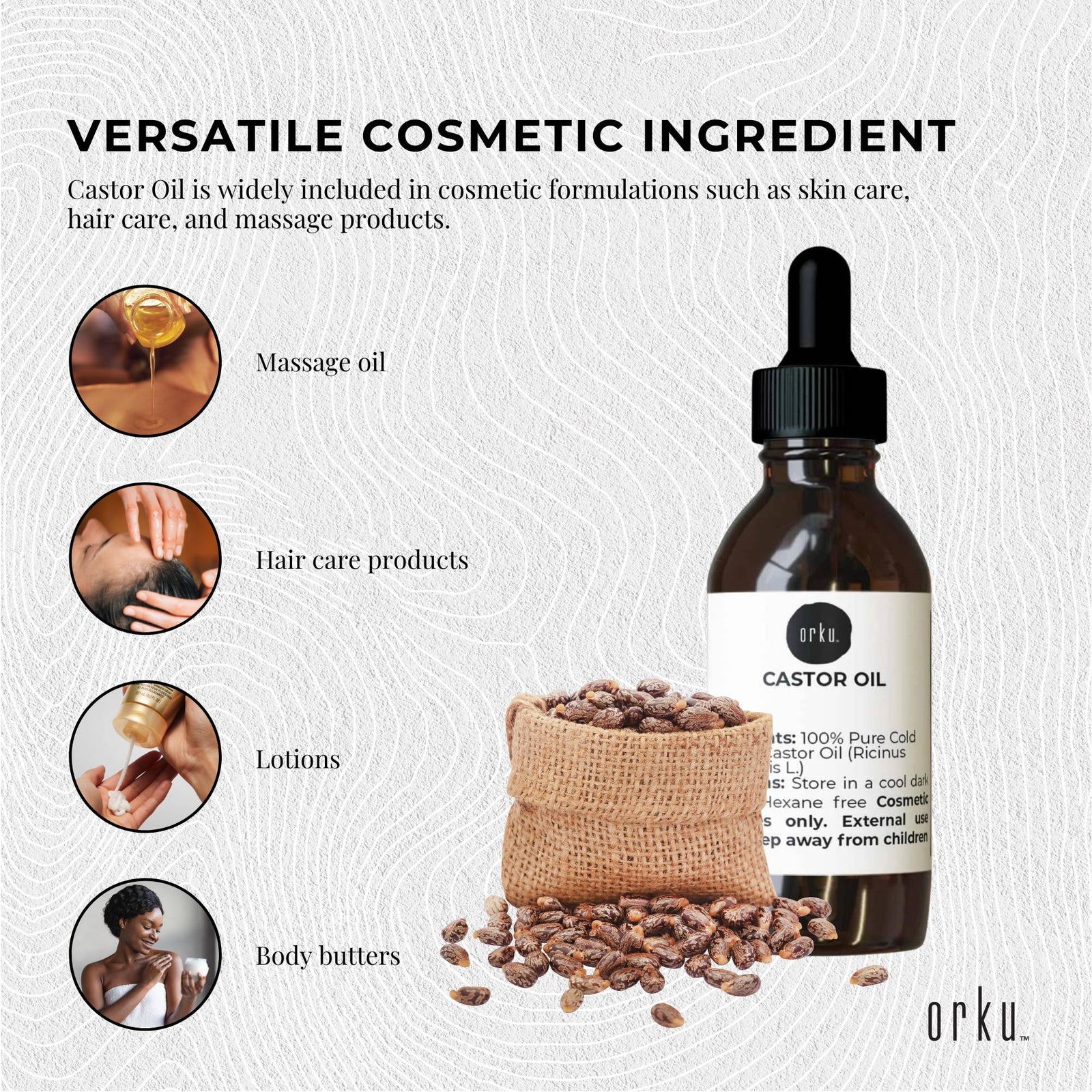 25ml Castor Oil with Dropper - Hexane Free Cold Pressed Virgin Skin Hair Care