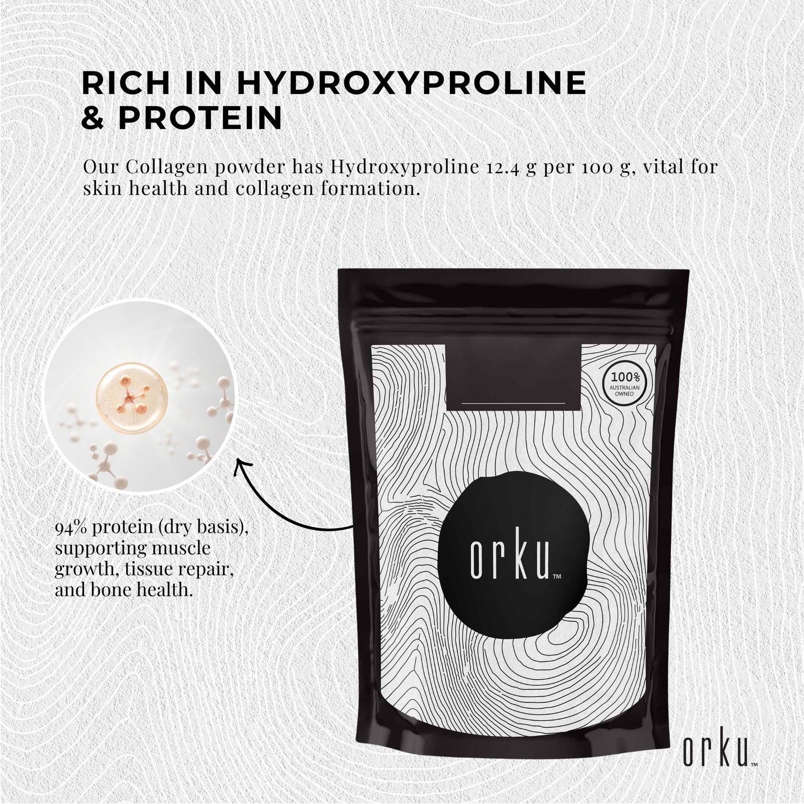 400g Collagen Powder - Bovine Hydrolysate Protein Peptide Supplement Unflavoured