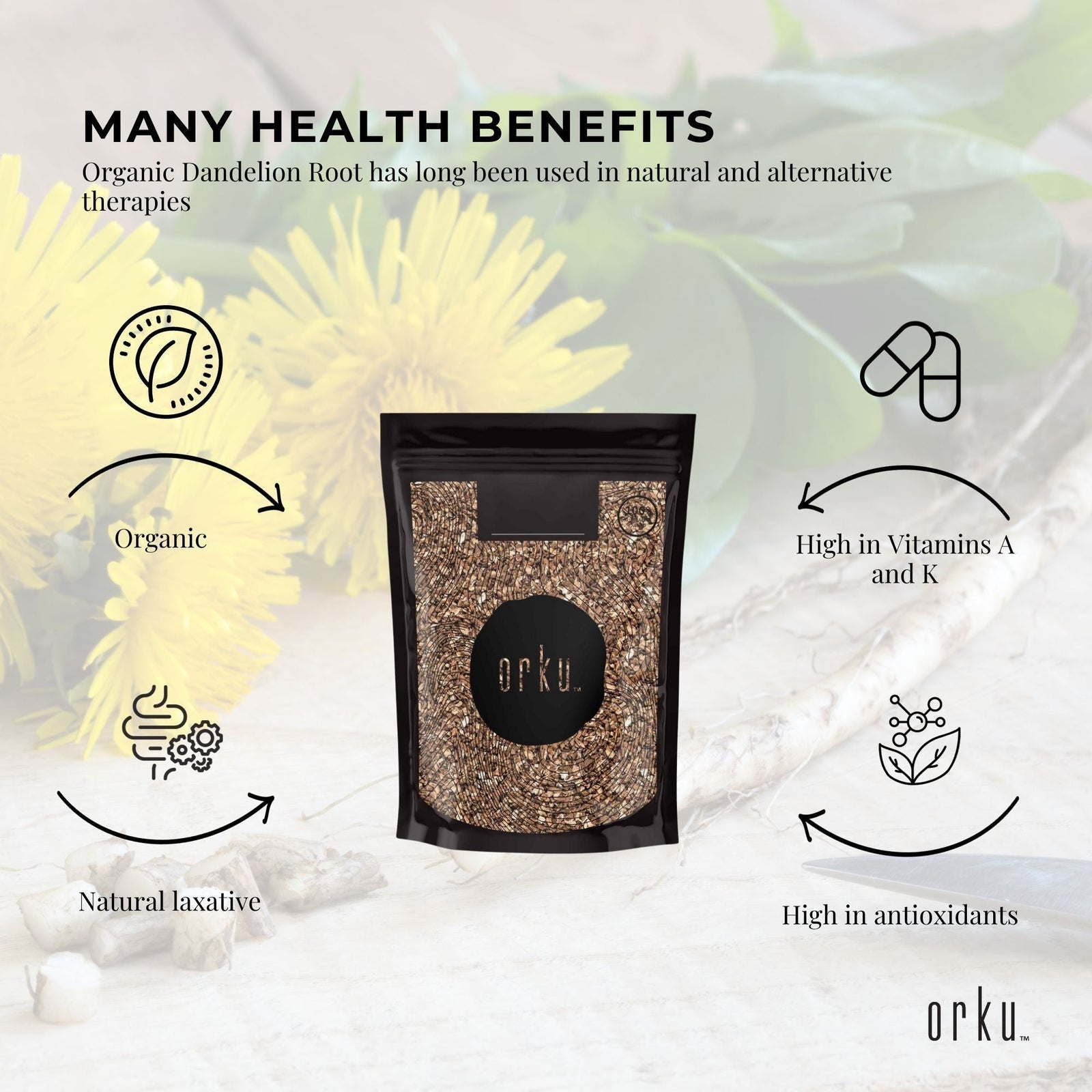 50g Organic Dandelion Root - Dried Raw Herbal Tea Supplement