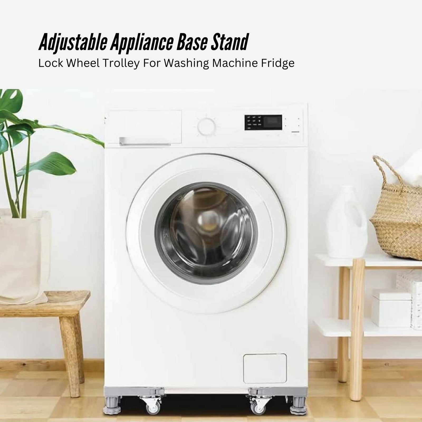 Adjustable Appliance Base Stand for Washing Machine with Locking Wheels