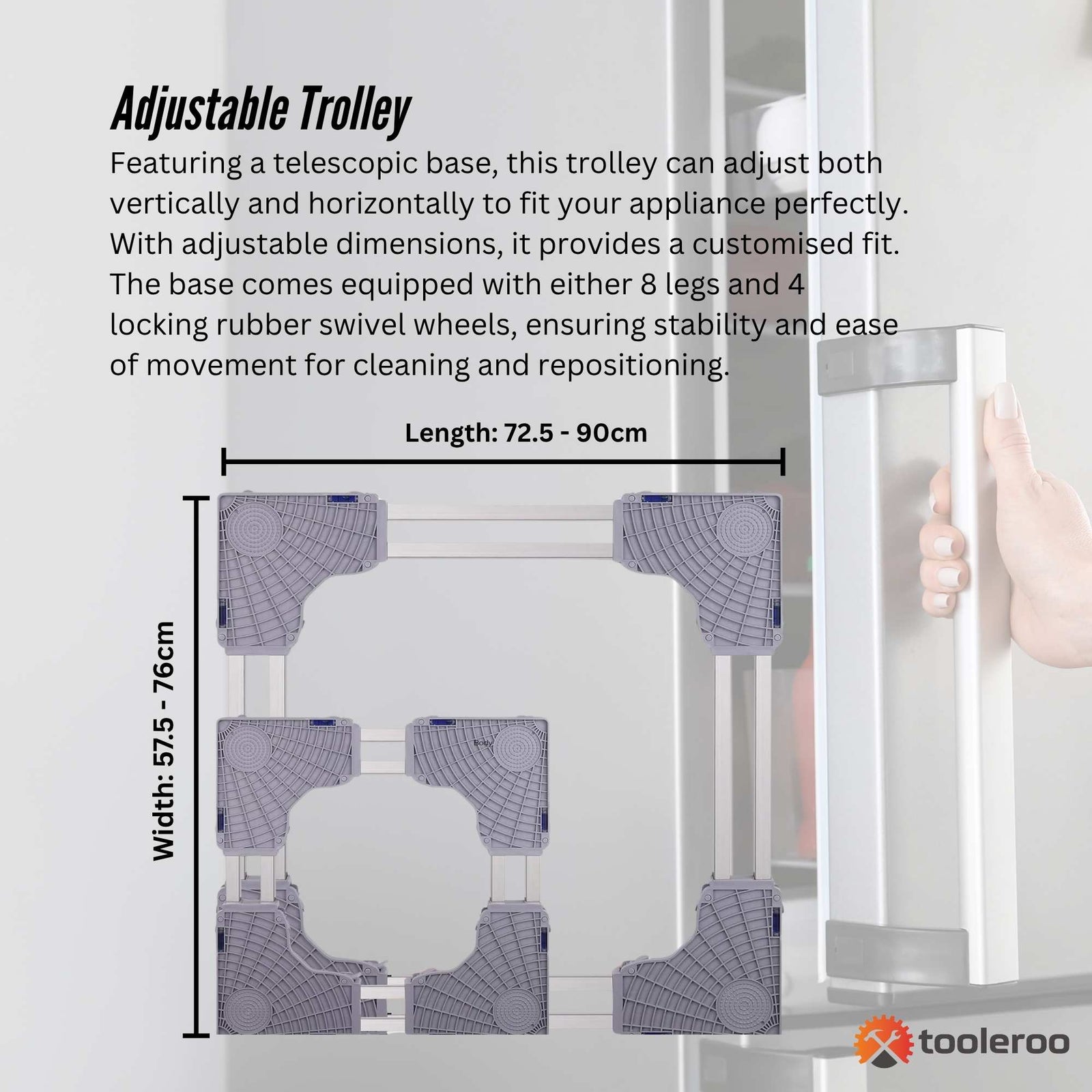 Adjustable Appliance Base Stand for Washing Machine with Locking Wheels