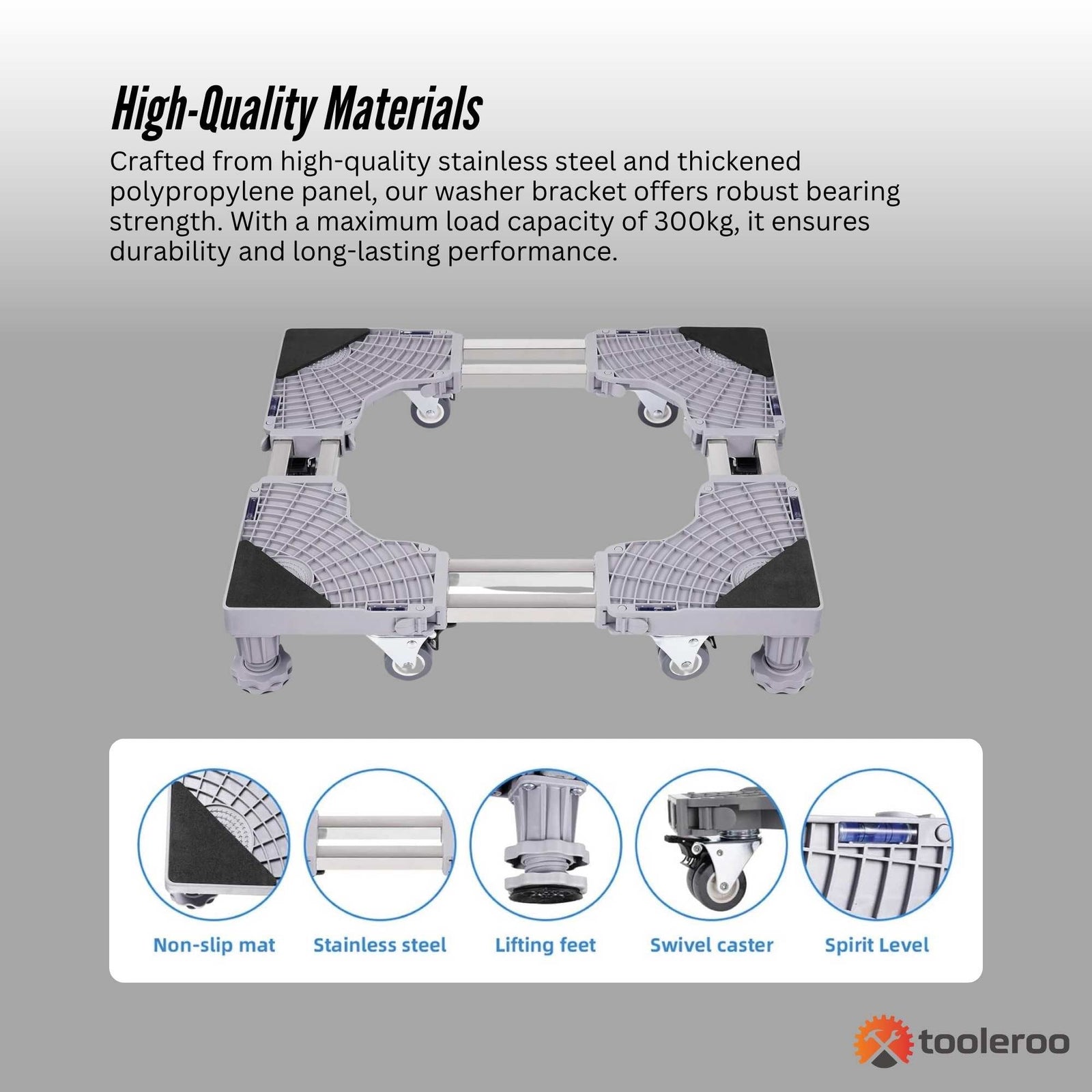 Adjustable Appliance Base Stand for Washing Machine with Locking Wheels