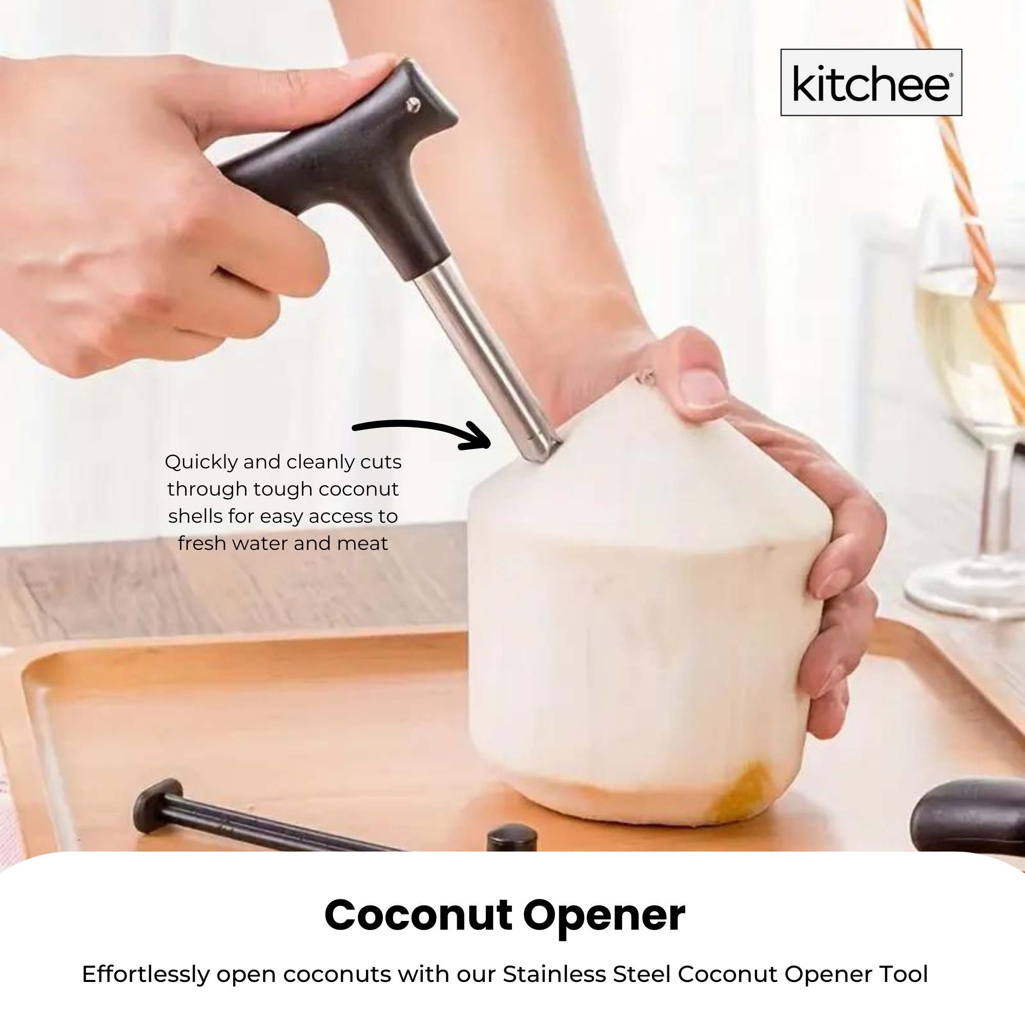 5x  Coconut Opener - Stainless Steel Hole Punch Kitchen Tool