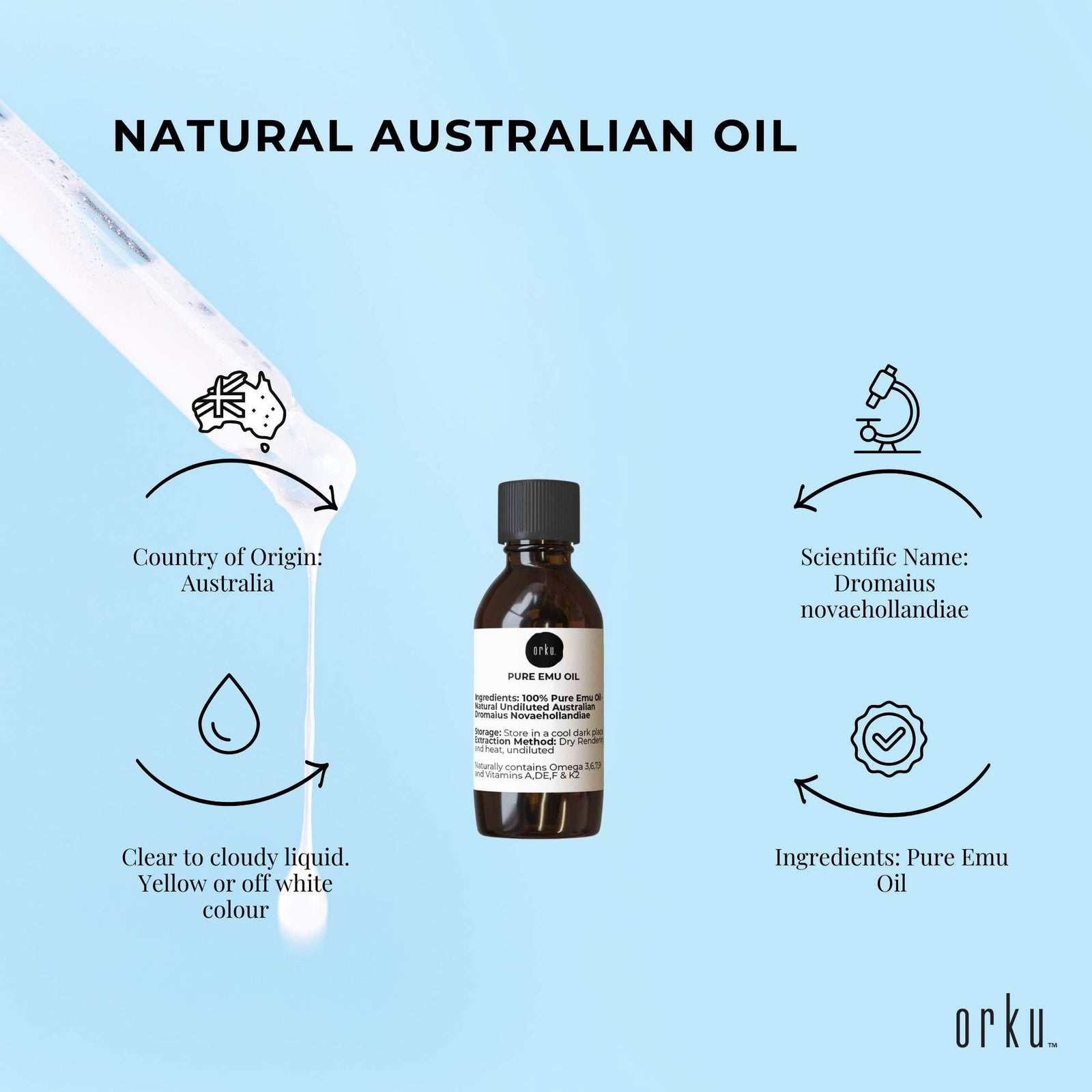 10ml Pure Emu Oil - Natural Undiluted Australian Dromaius Novaehollandiae