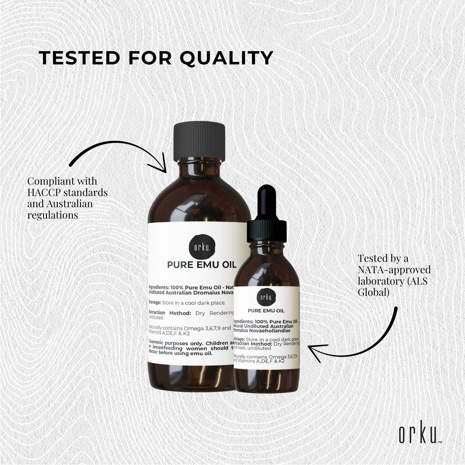Orku 250ml Pure Emu Oil + Bonus 25ml Bottle - Australian Dromaius Novaehollandiae