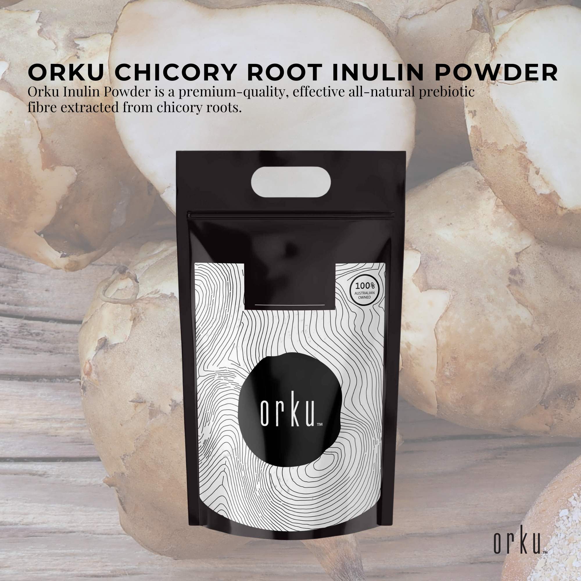 Orku 20Kg Chicory Root Inulin Powder - Unflavoured Natural Prebiotic Fibre