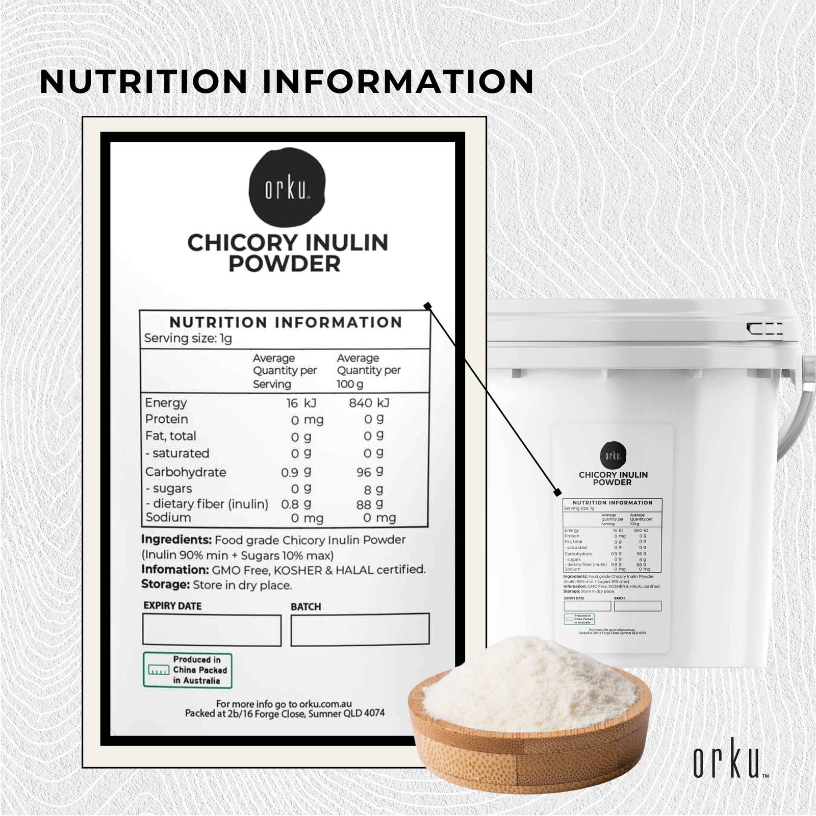 800g Chicory Root Inulin Powder Tub - Unflavoured Natural Prebiotic Fibre