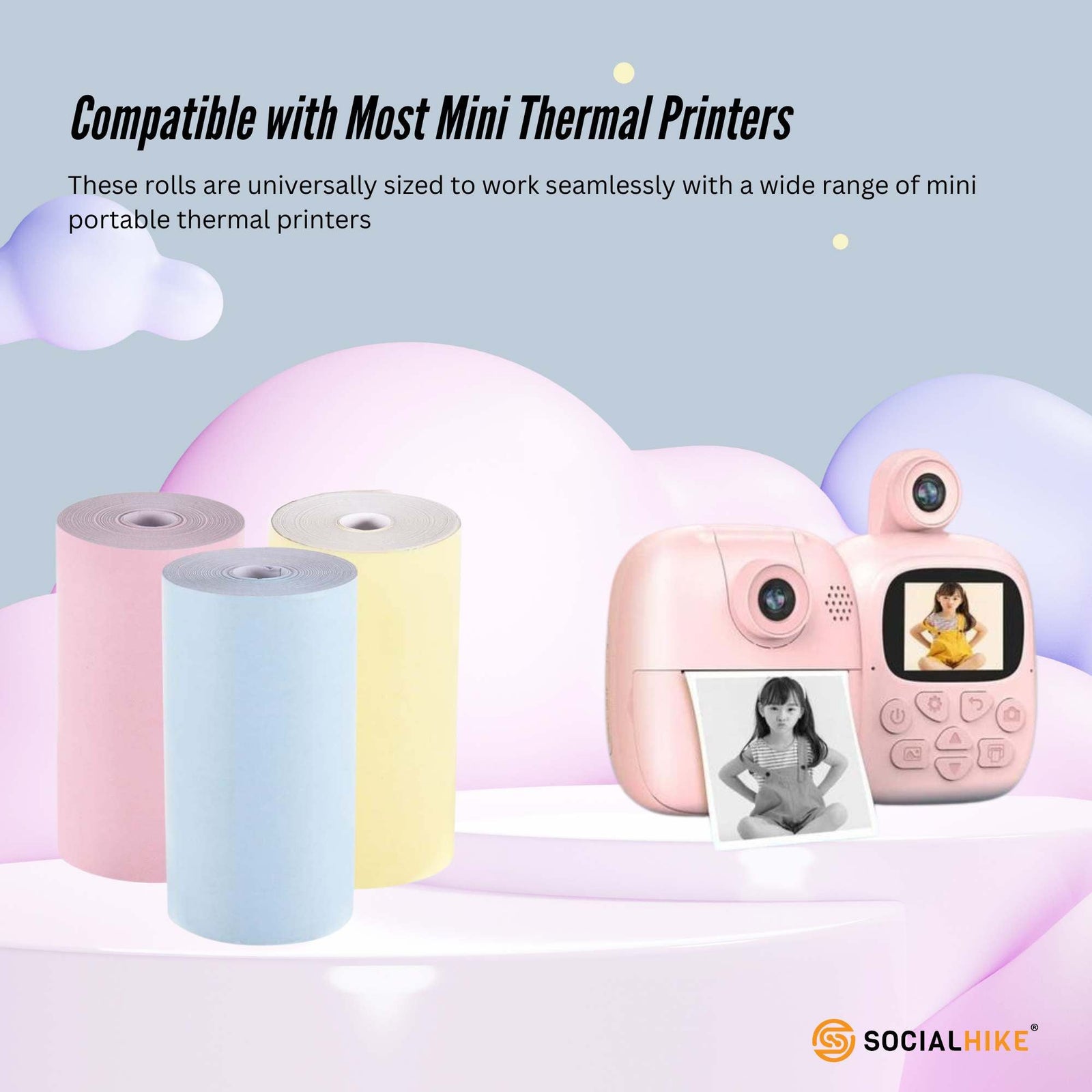 3 Pack Thermal Paper Camera Rolls Colour - Instant Print Refill