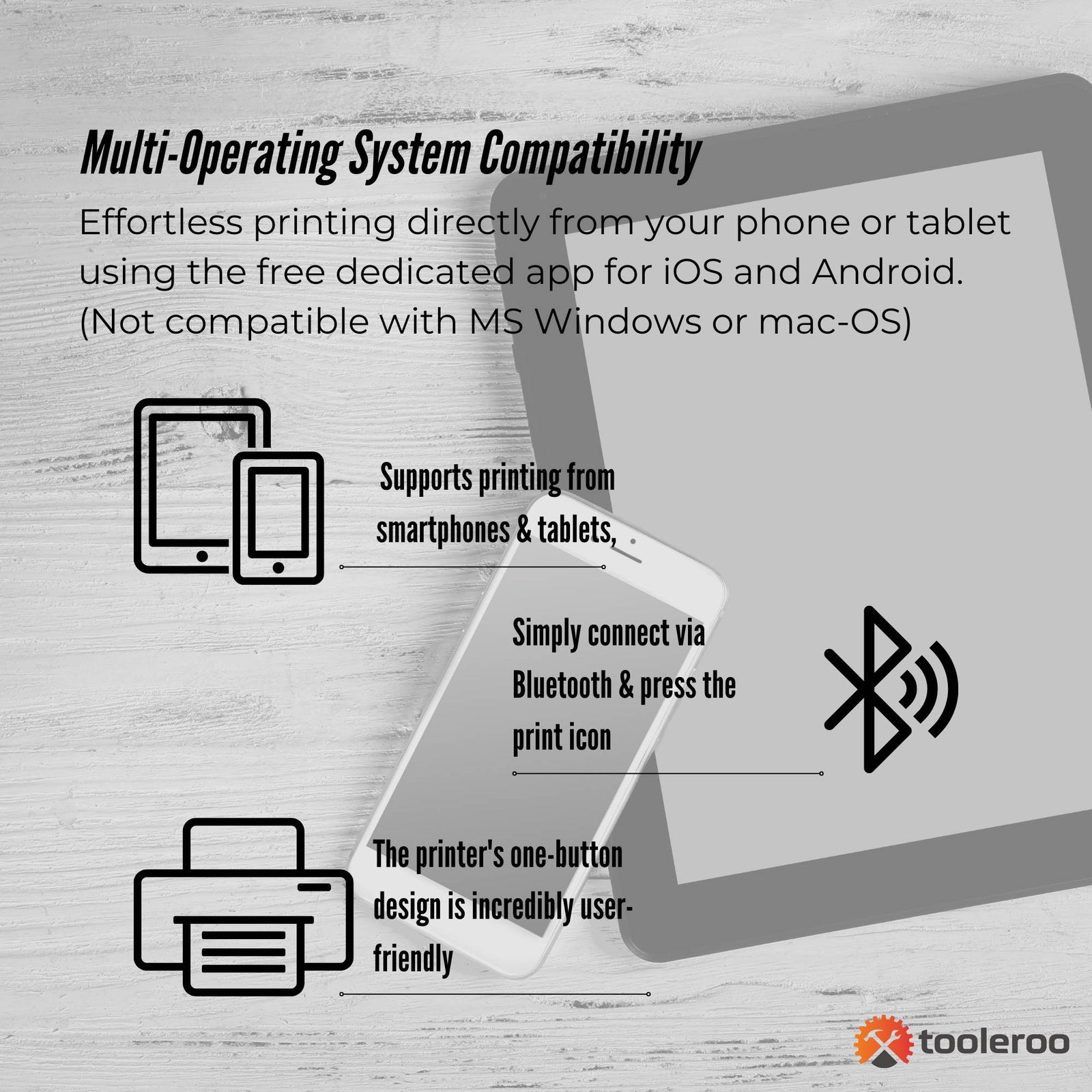 Portable A4 Thermal Printer Black + Paper Kit - Wireless and Inkless