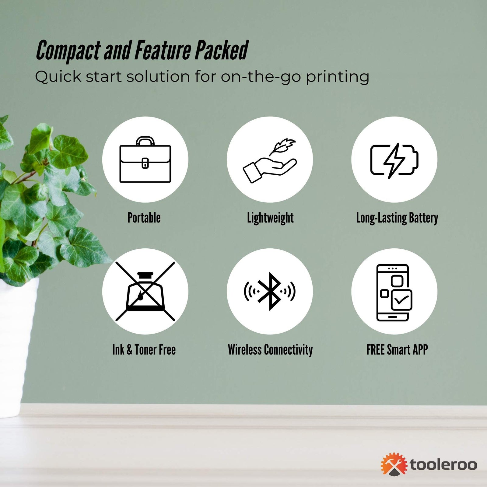 Portable A4 Thermal Printer White + Paper Kit - Wireless and Inkless