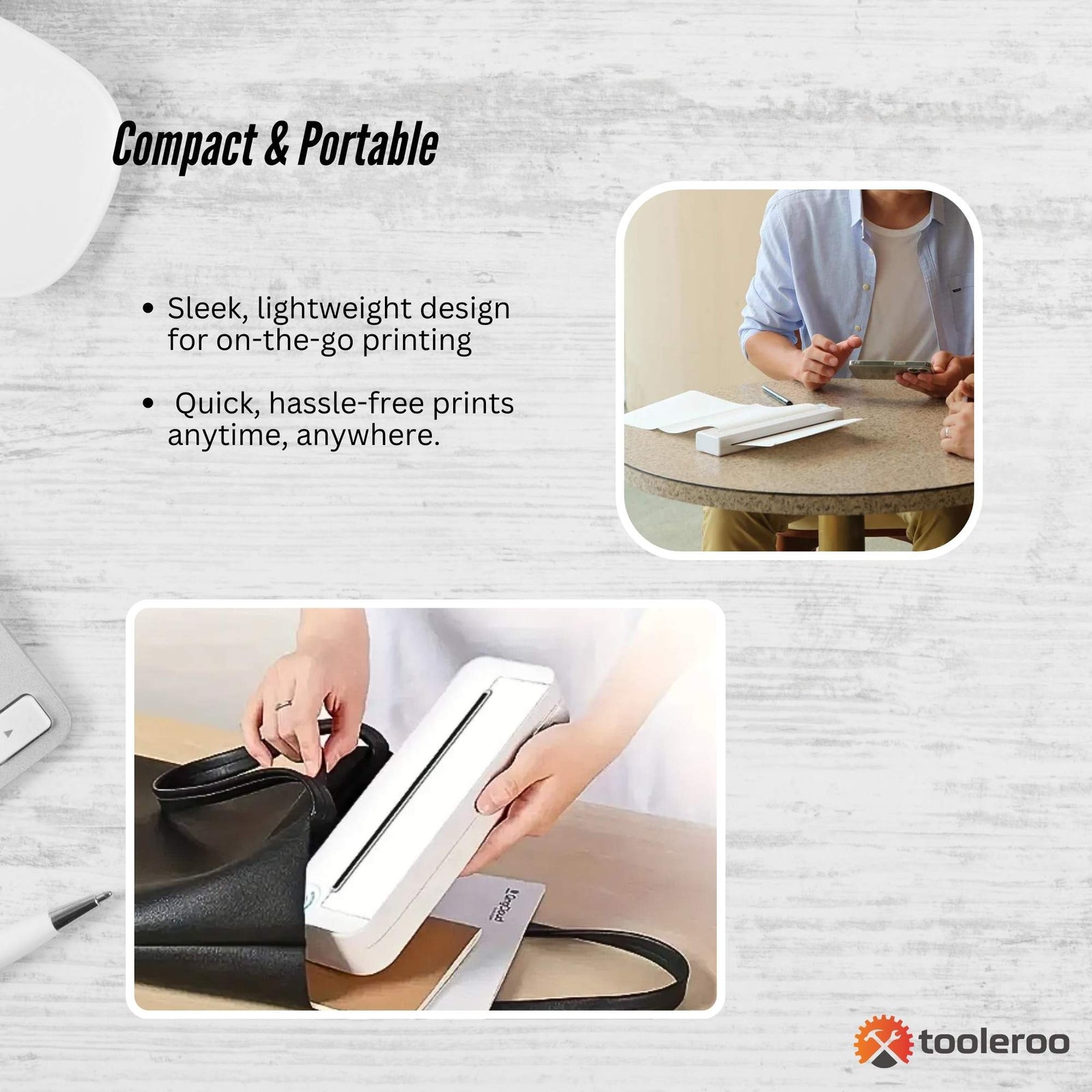 Portable A4 Thermal Printer White + Paper Kit - Wireless and Inkless