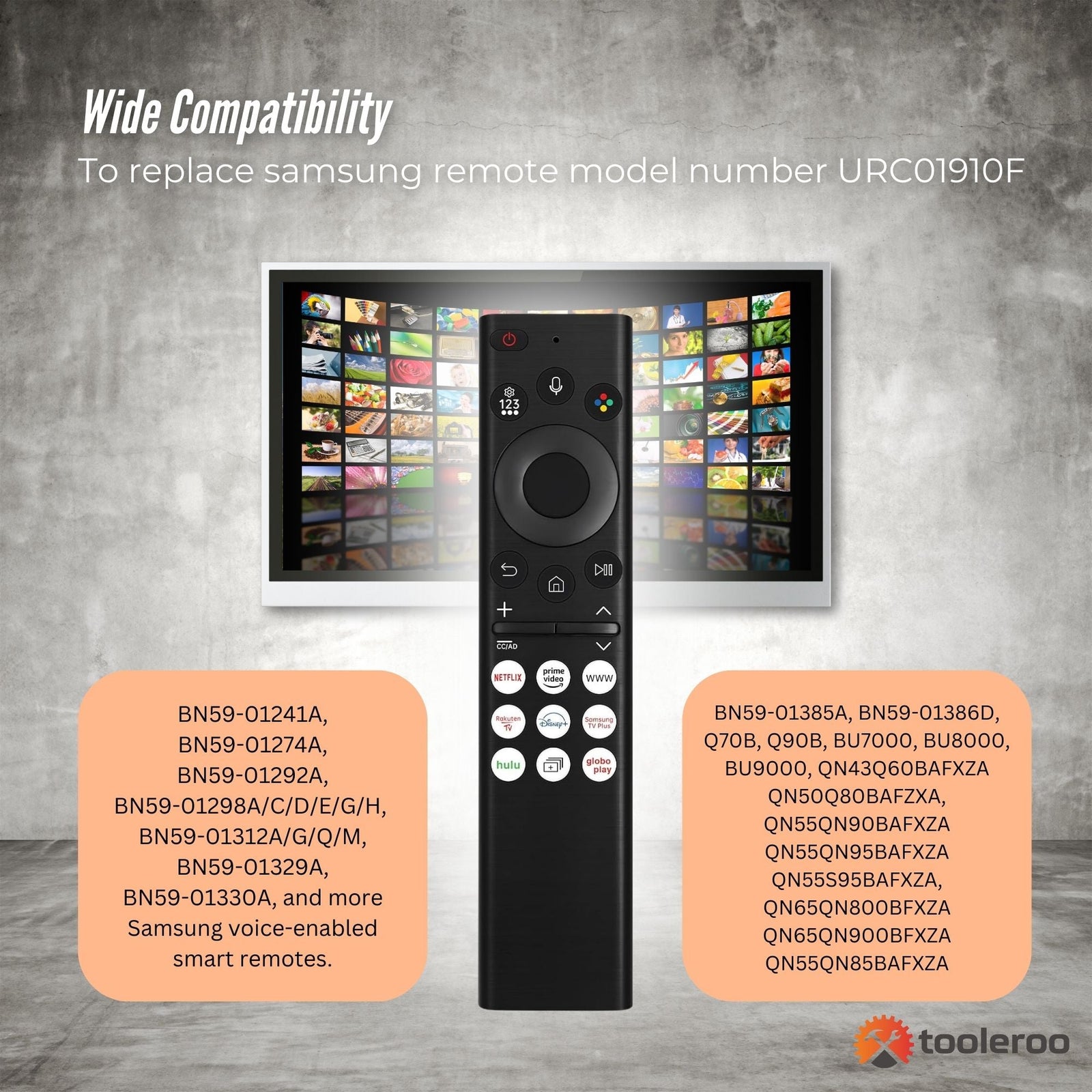 Smart TV Remote Control Replacement For Samsung Voice URC01910F