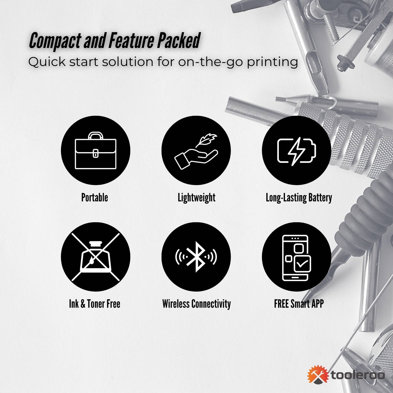 Portable A4 Thermal Printer Black + Tattoo Stencil Paper - Wireless