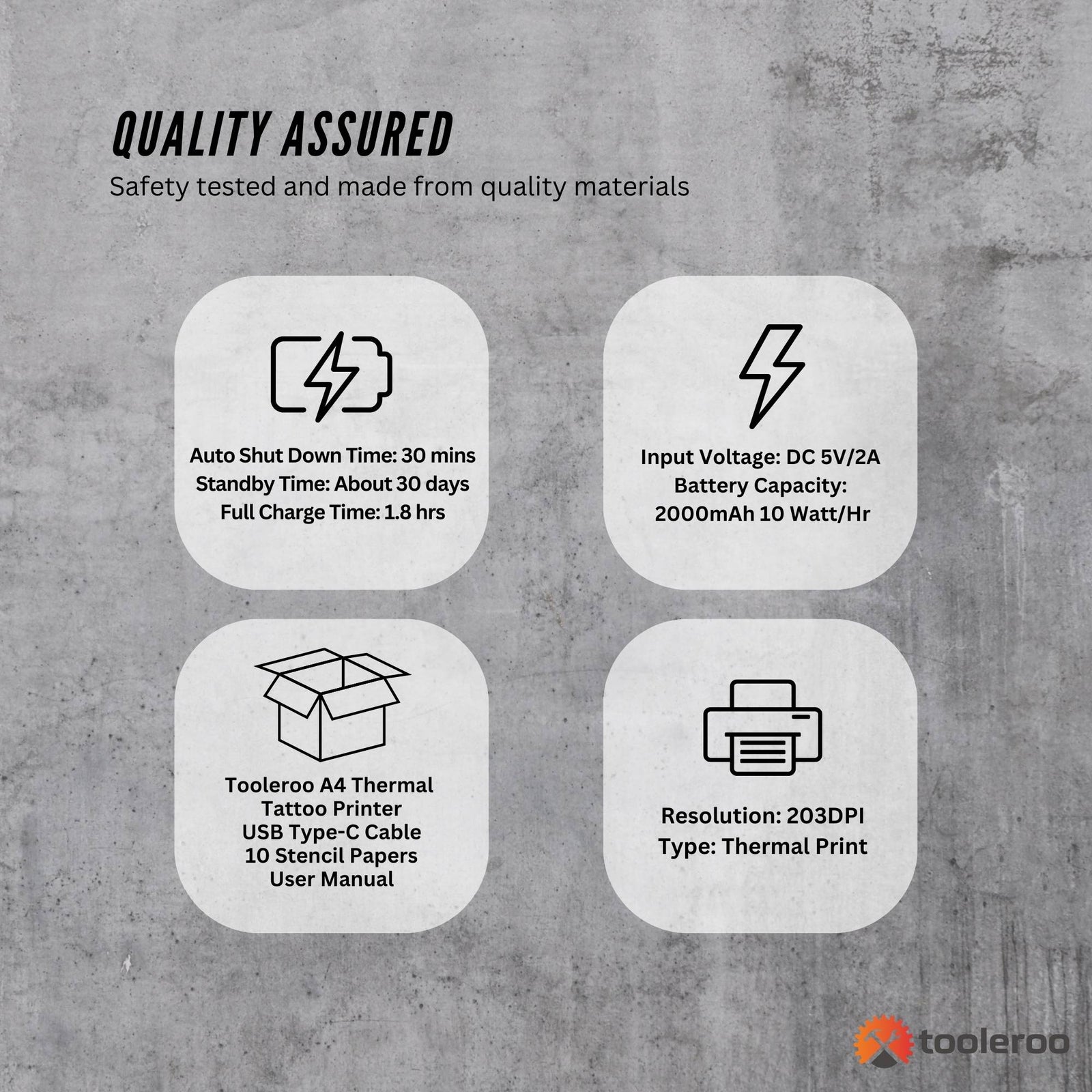 Portable A4 Thermal Printer Black + Tattoo Stencil Paper - Wireless