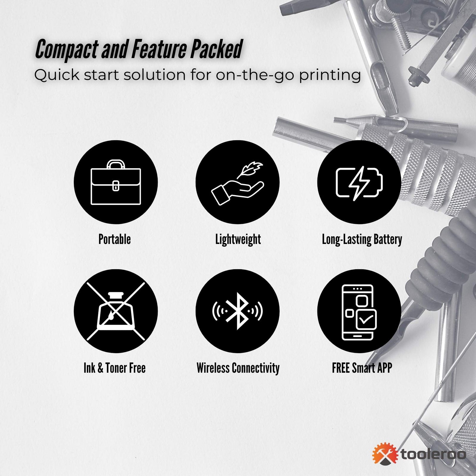 Portable A4 Thermal Printer White + Tattoo Stencil Paper Kit - Wireless