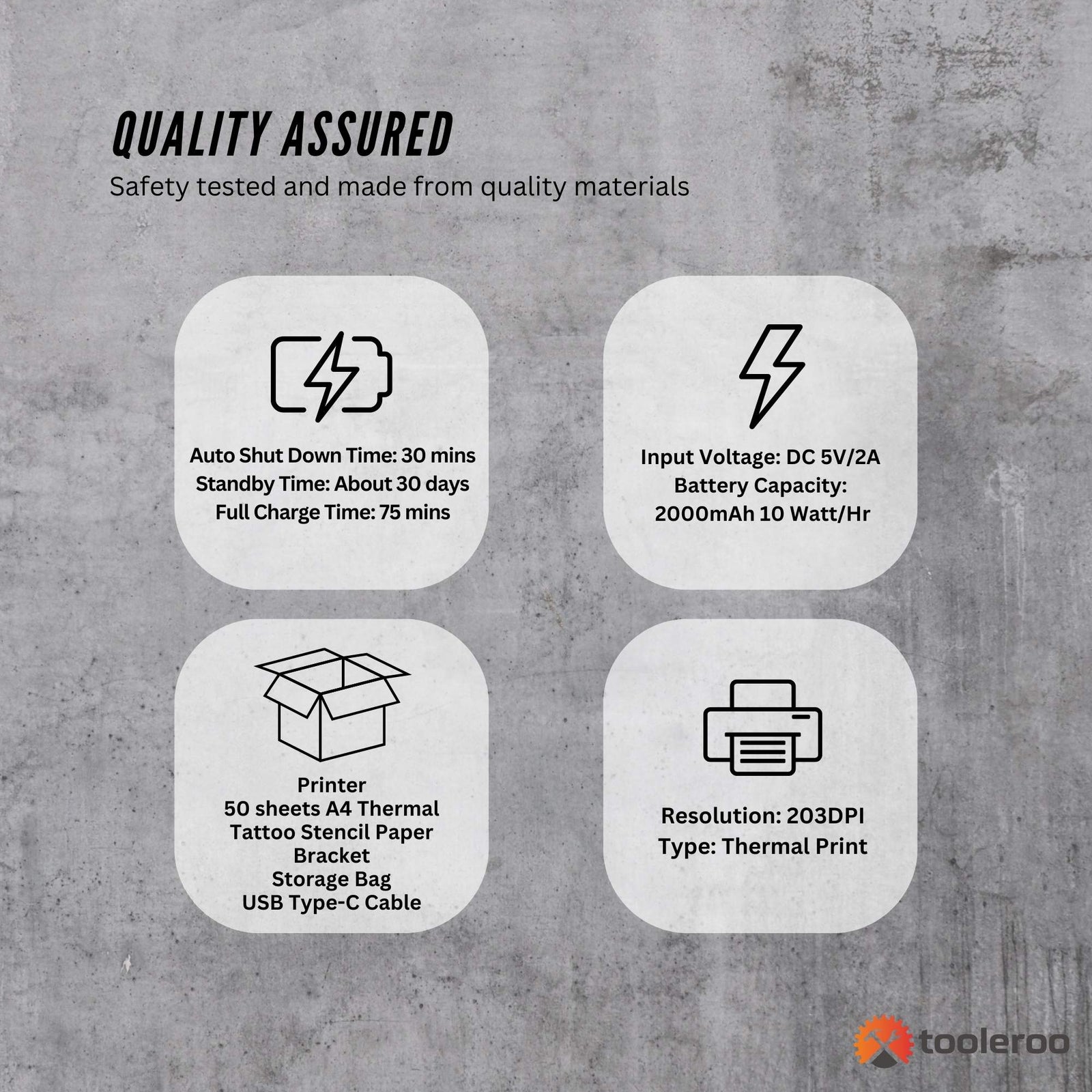 Portable A4 Thermal Printer White + Tattoo Stencil Paper Kit - Wireless