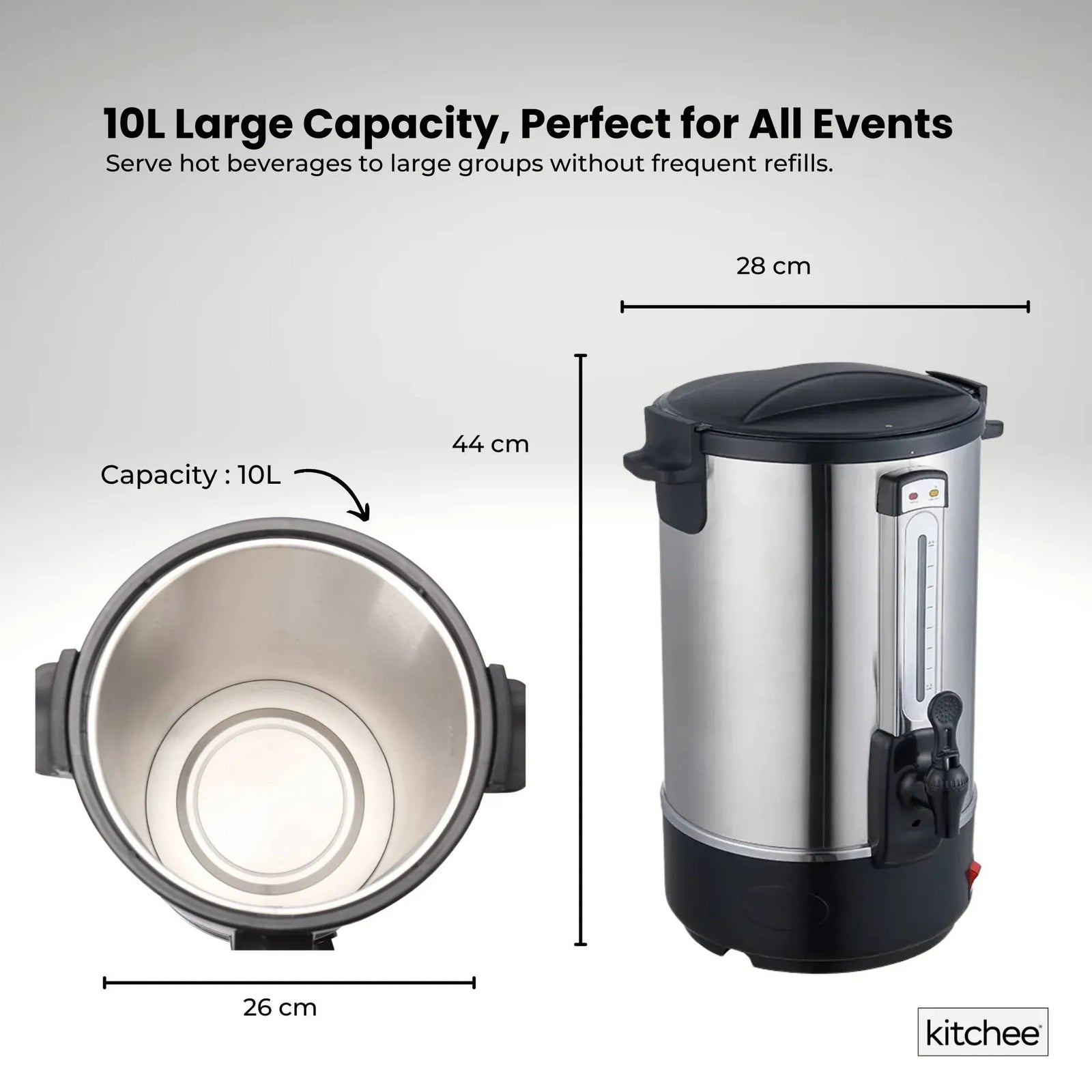 10L Electric Water Boiler - Stainless Steel Commercial Hot Liquid Urn