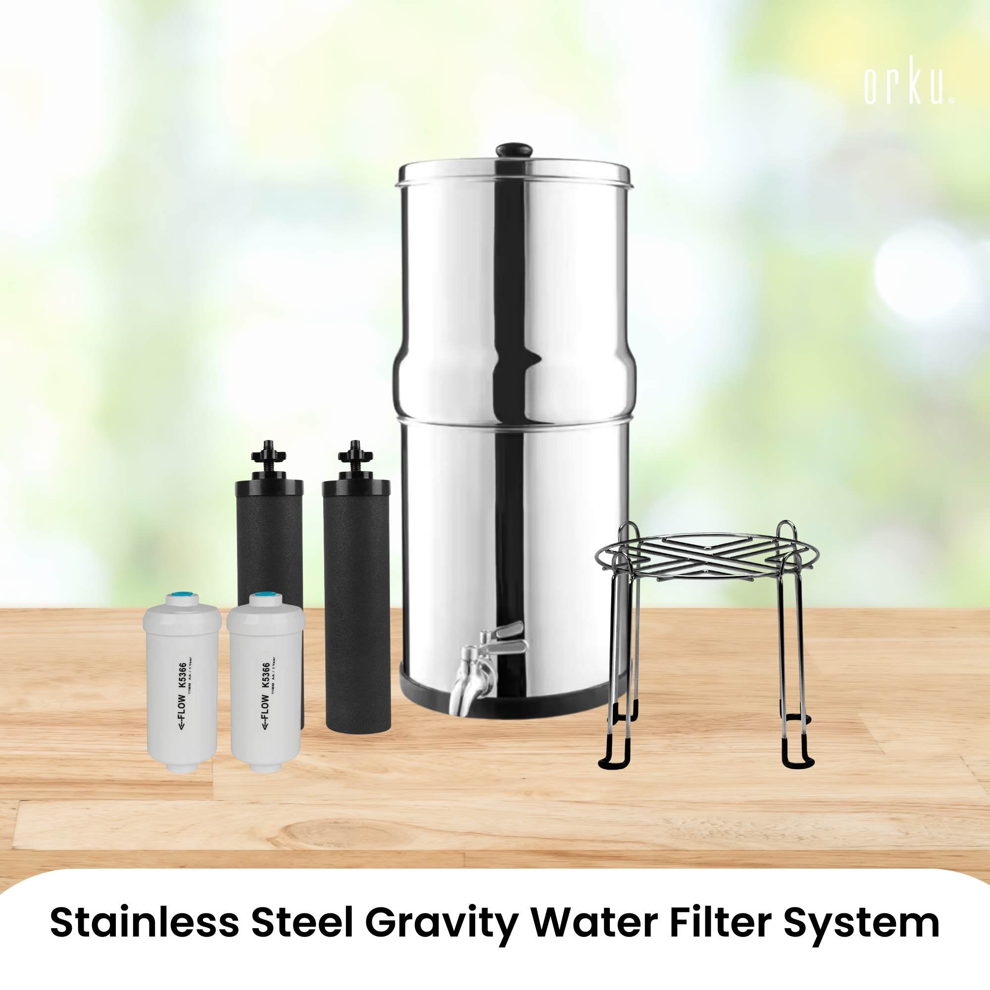 17L Stainless Steel Gravity Water Filter, 2-Stage NSF Certified Unit