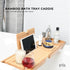 Bamboo Bath Tray Caddy Adjustable - Spa Book Wine + Accessories Holder