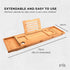Bamboo Bath Tray Caddy Adjustable - Spa Book Wine + Accessories Holder