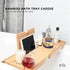 Luxury Adjustable Bamboo Bath Tray Caddy - Spa Book Wine & Accessories Holder