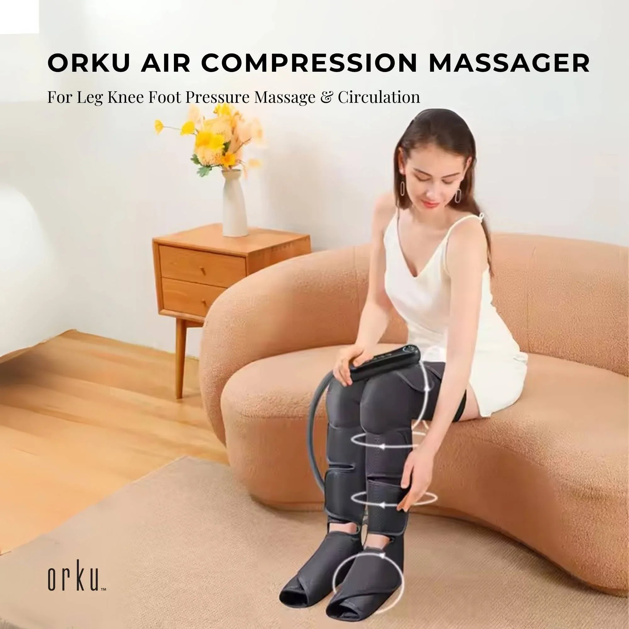 Air Compression Leg Knee Foot Massager with Heat - Relaxation Recovery
