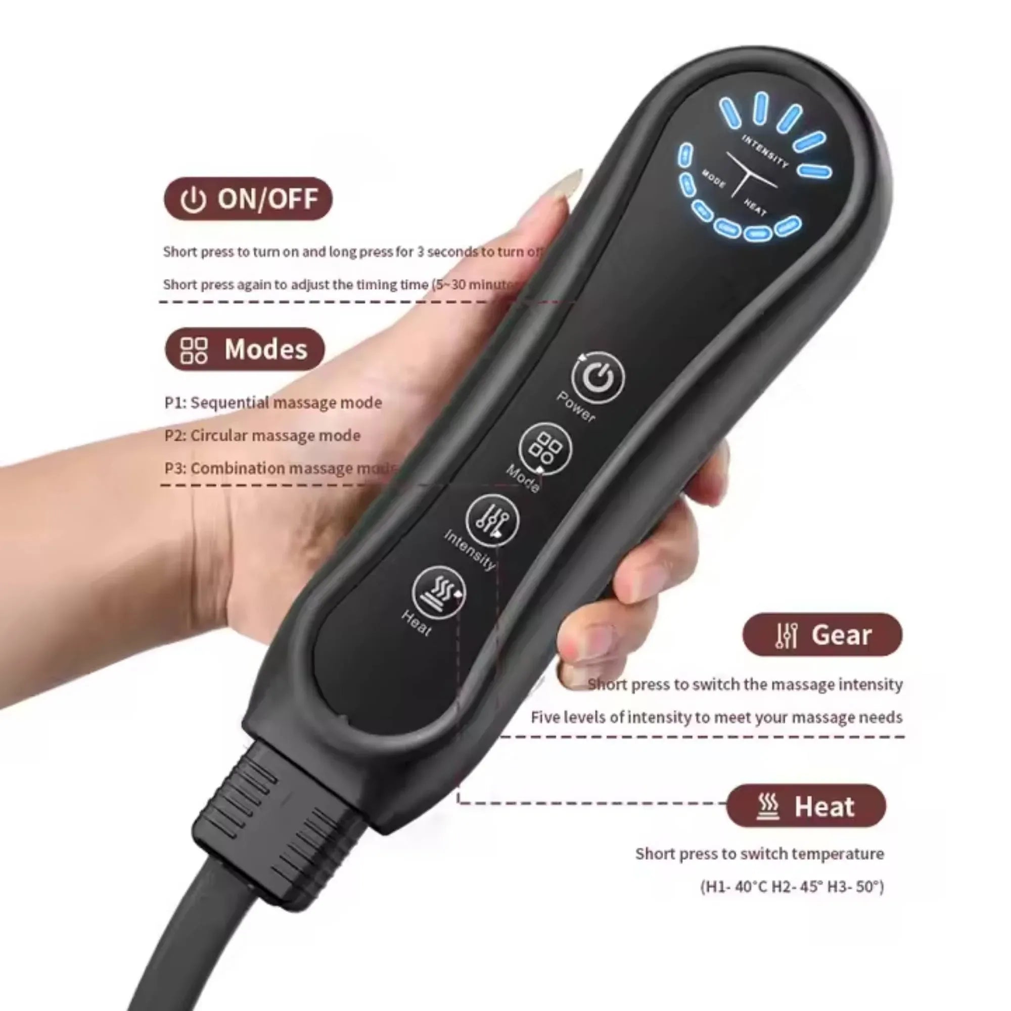Air Compression Leg Knee Foot Massager with Heat - Relaxation Recovery