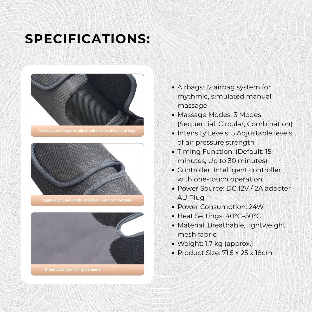 Air Compression Leg Knee Foot Massager with Heat - Relaxation Recovery