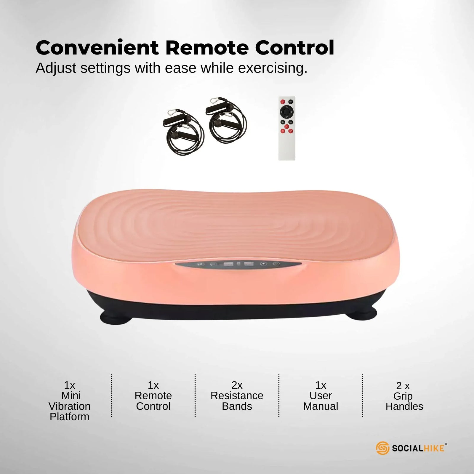 Social Hike 55cm Vibration Plate Machine Full Body Exercise Platform 200W Pink