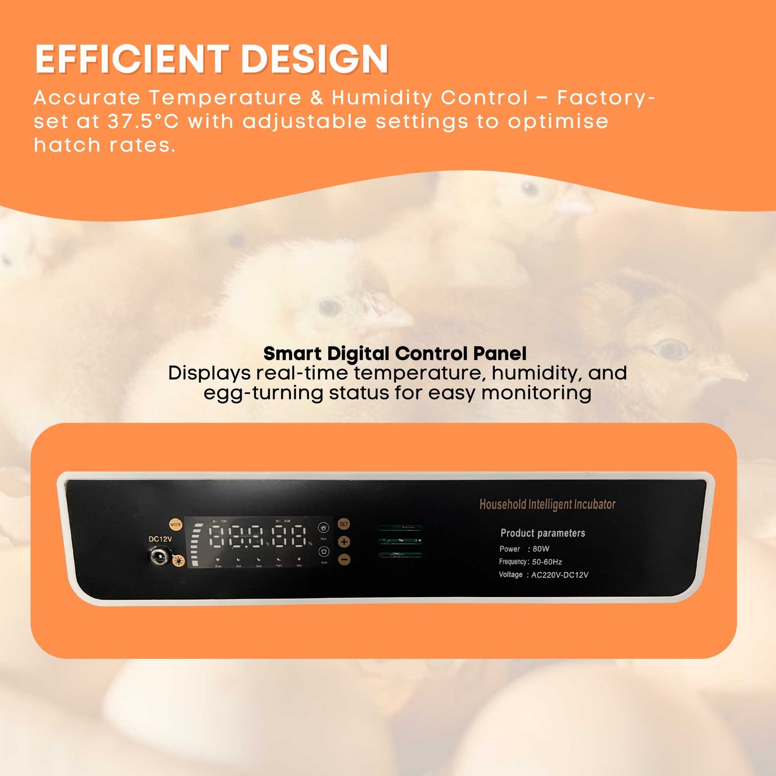 Automatic 48 Egg Incubator - Electric Digital Turning Chicken Quail Duck Hatching