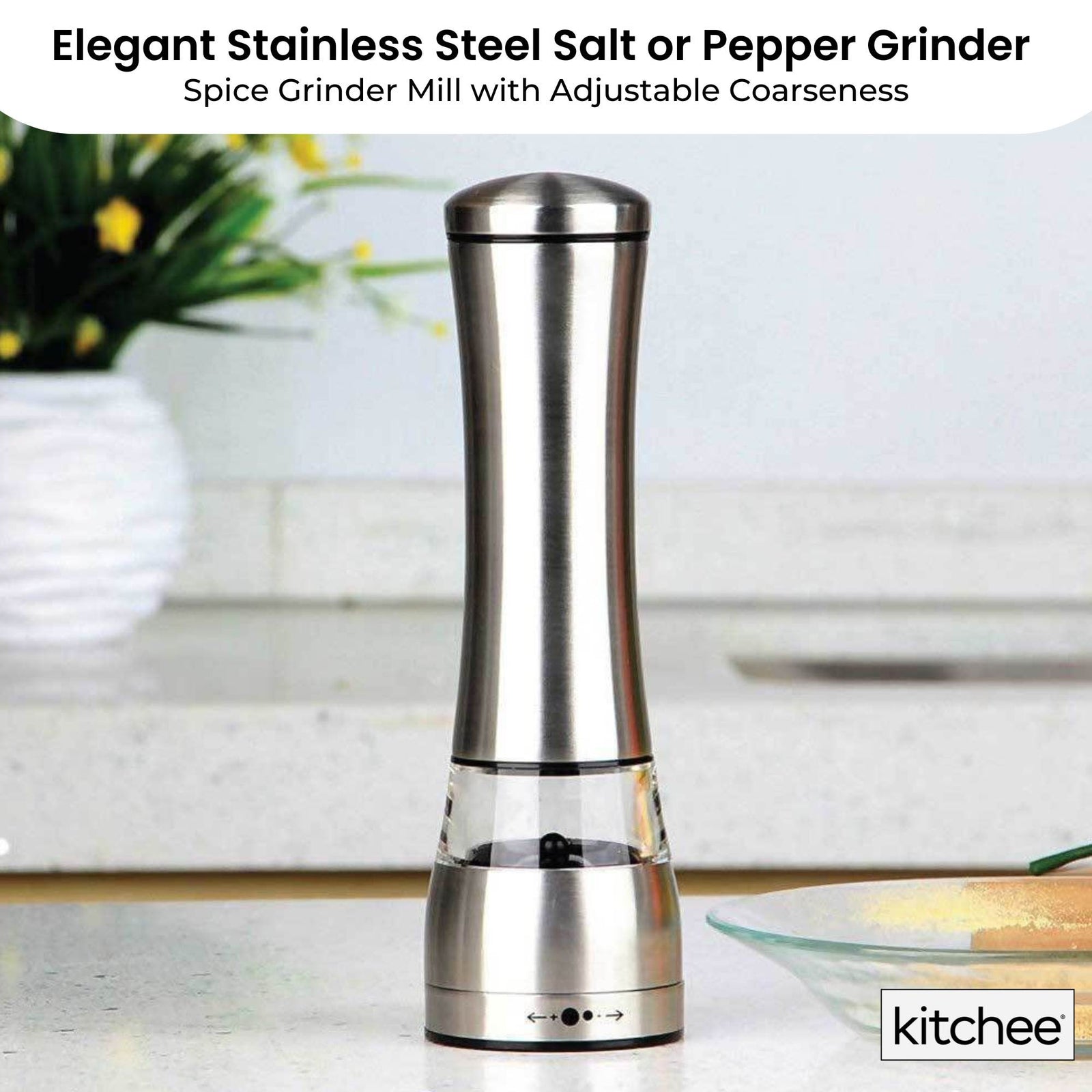 Stainless Steel Salt Pepper Spice Grinder Mill - Adjustable Coarseness