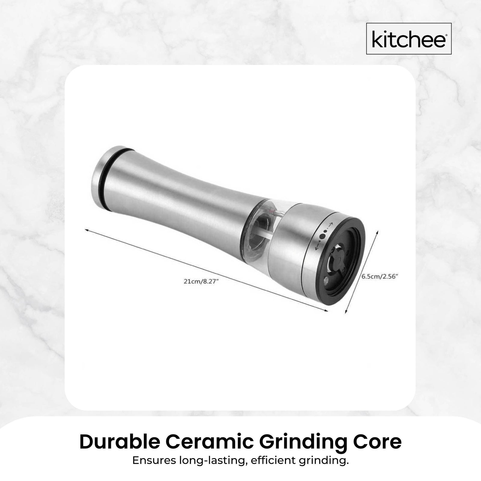 Stainless Steel Salt Pepper Spice Grinder Mill - Adjustable Coarseness