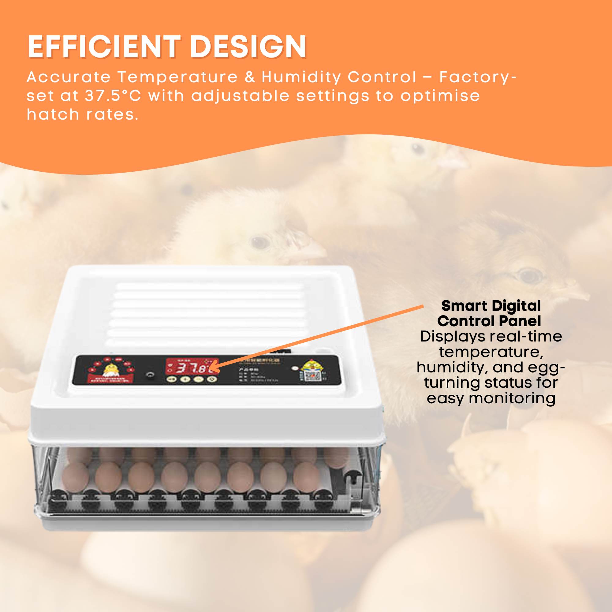 Automatic 130 Egg Incubator - Electric Digital Turning Chicken Quail Duck Hatching
