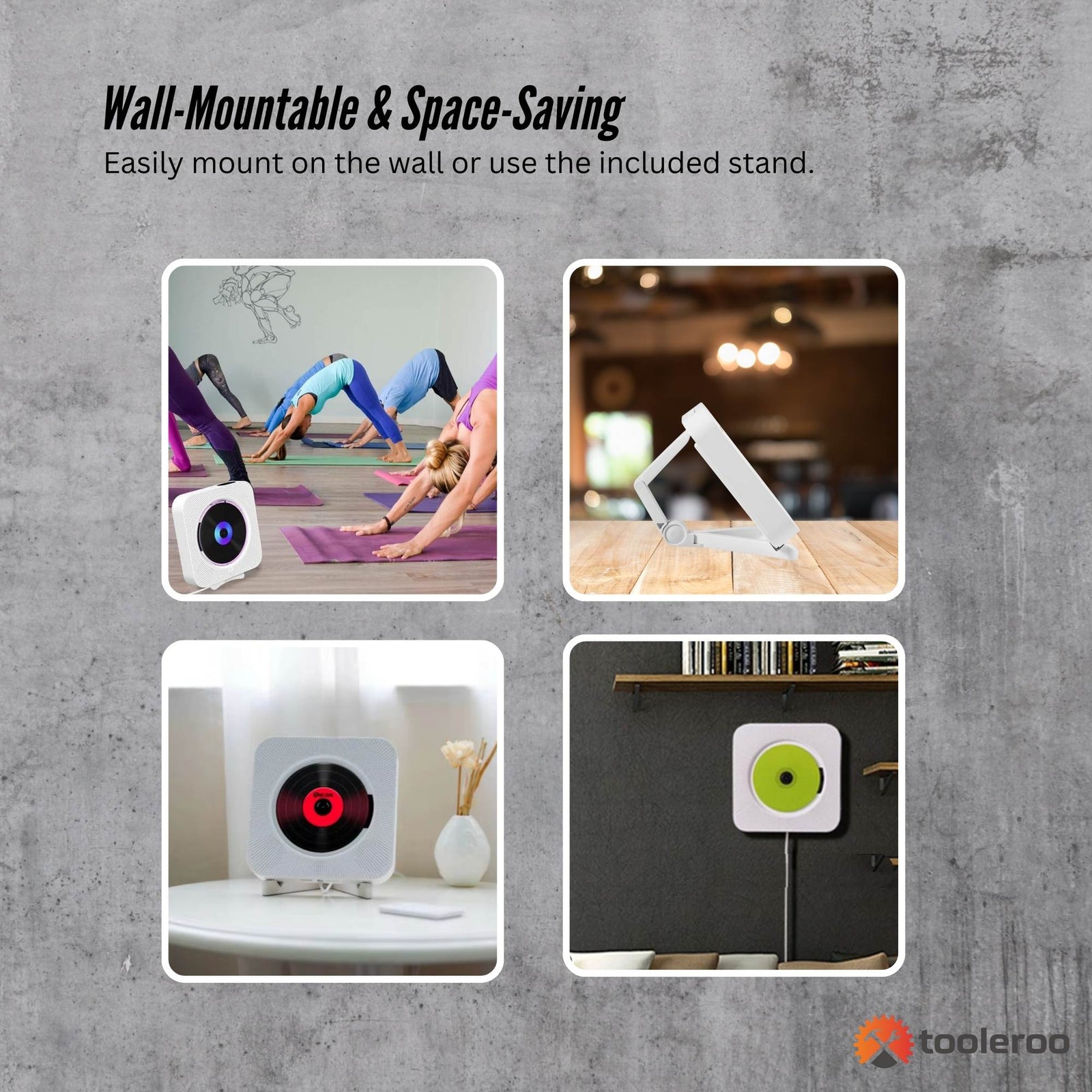 Wall Mountable CD Player Speaker - Bluetooth HiFi FM Radio White