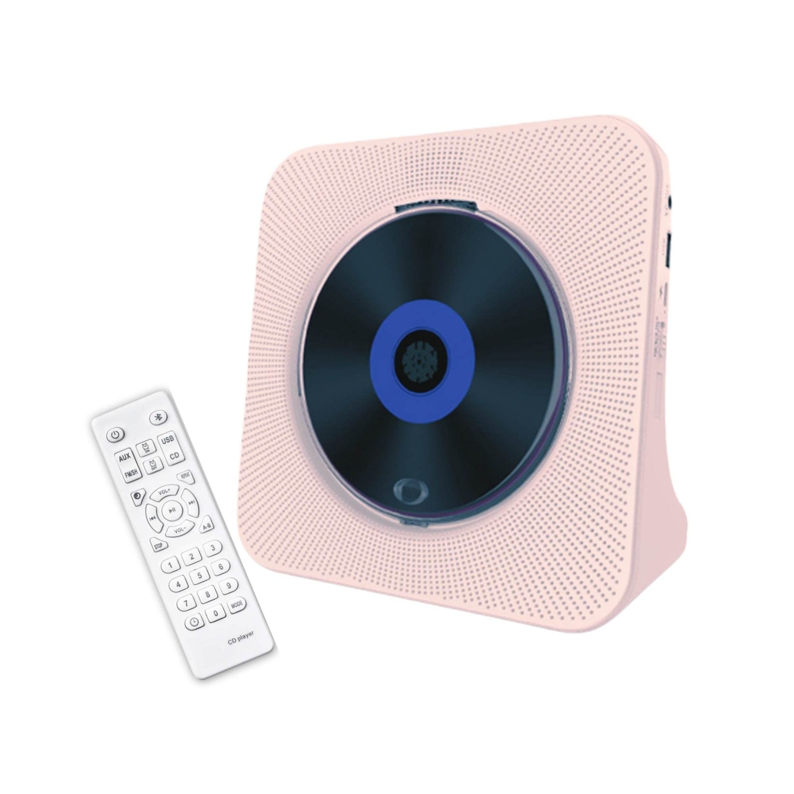 USB Rechargeable Desktop CD Player Speaker – Bluetooth Portable Pink