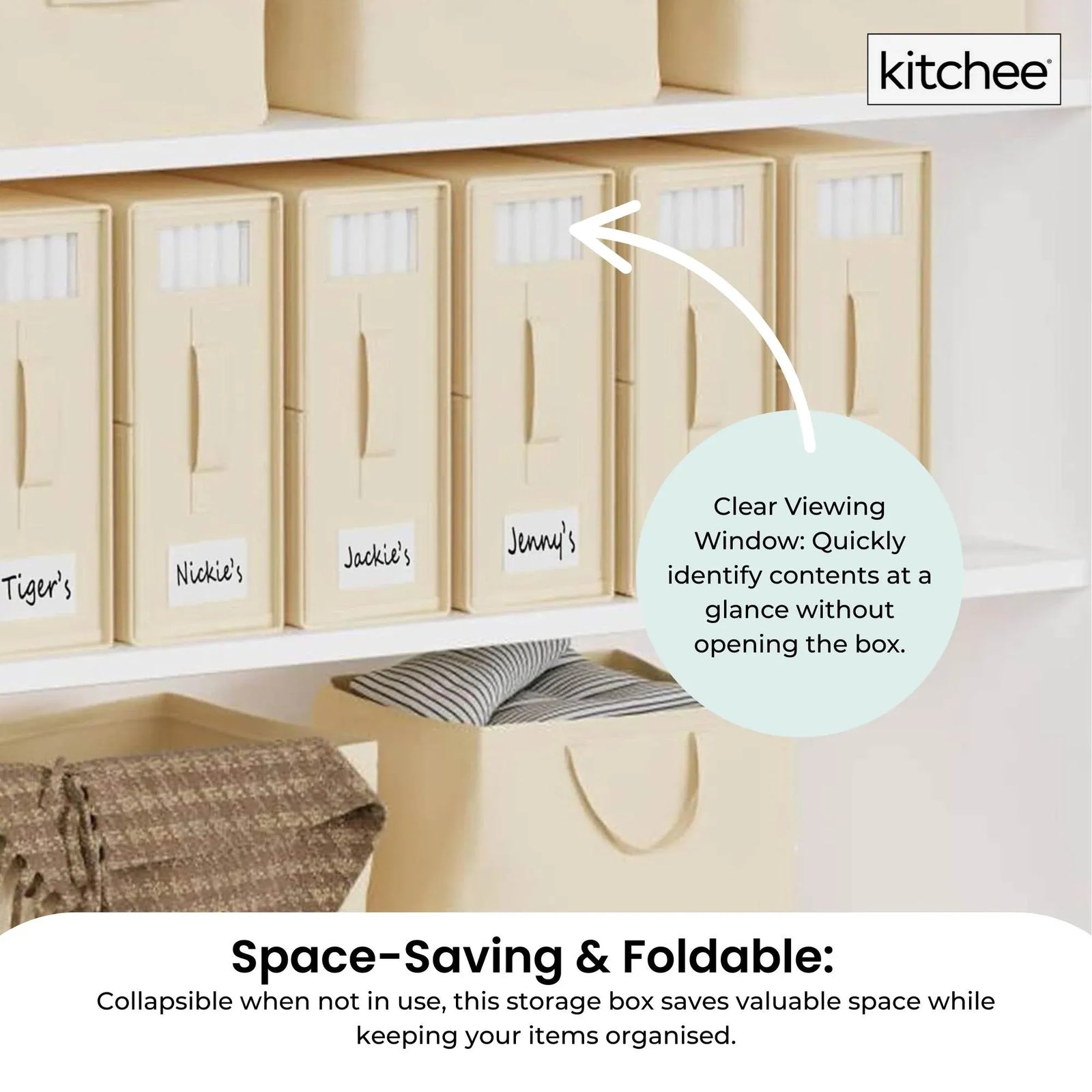 1x  Foldable Bed Sheet Storage Box - Linen and Closet Organiser Beige